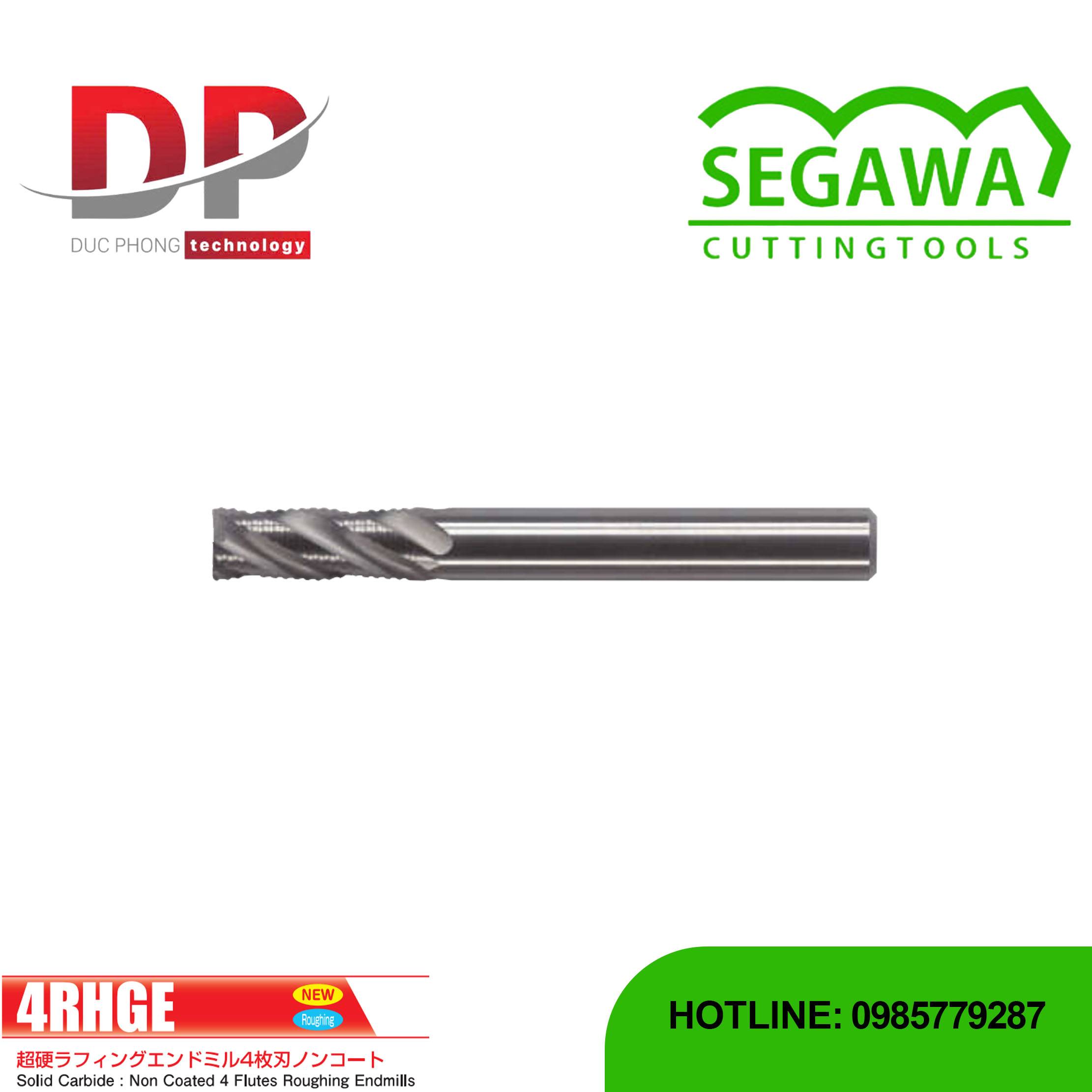 Dao phay ngón thô 4RHGE Carbide 4 me không phủ - Segawa