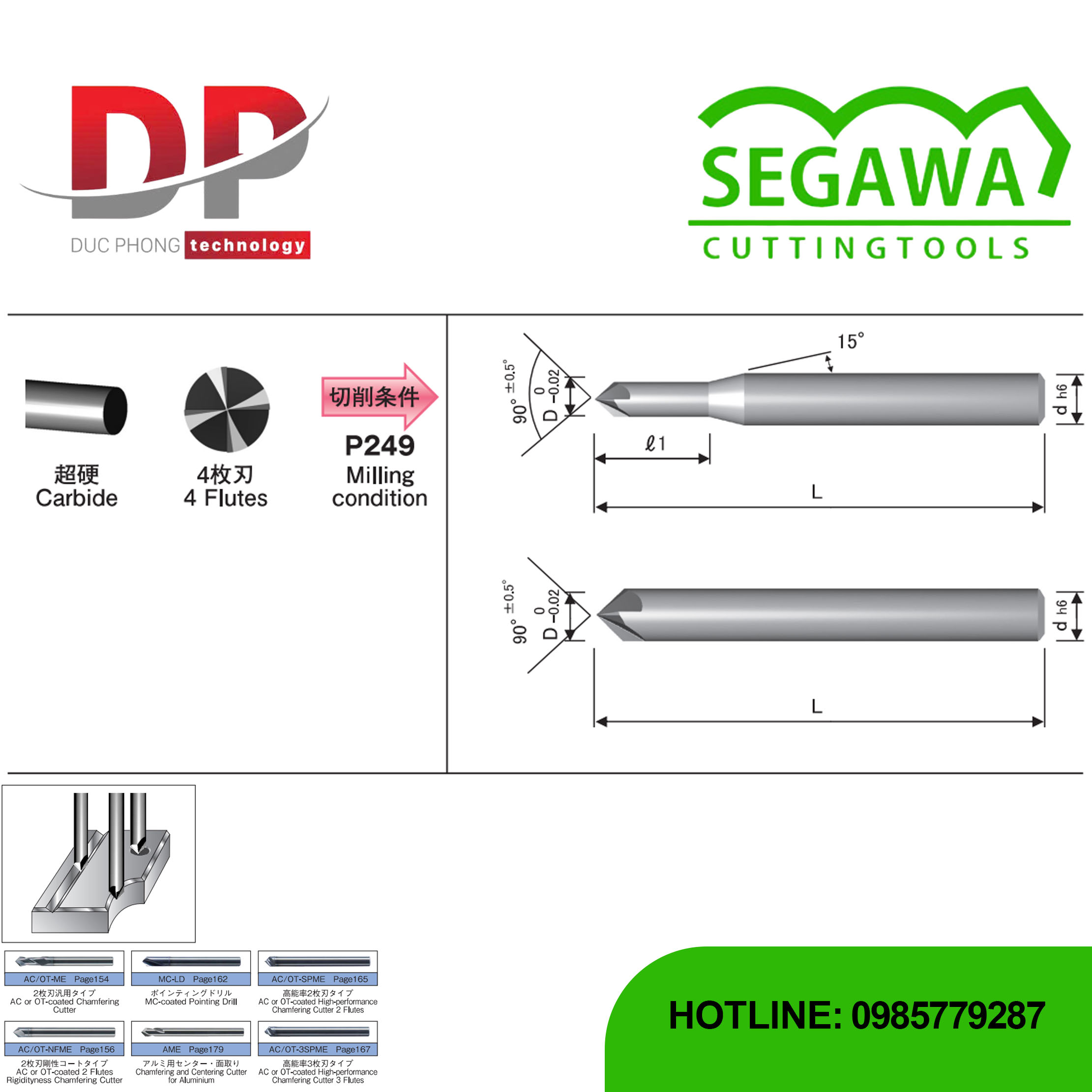 Dao phay vát mép 4NFME Carbide 4 me - Segawa