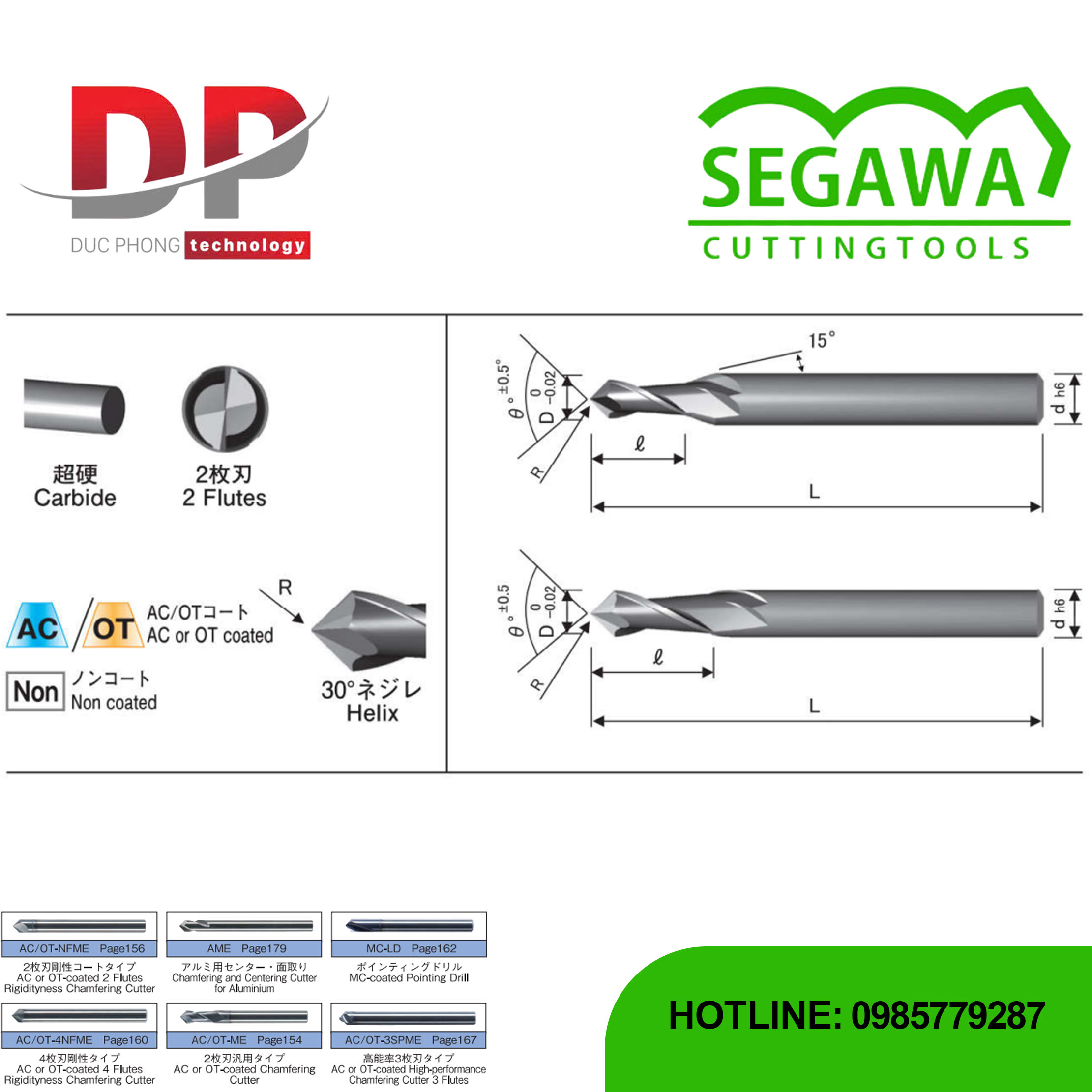 Dao phay vát mép AC-RME-OD, OT-RME-OD và RME-OD - Segawa