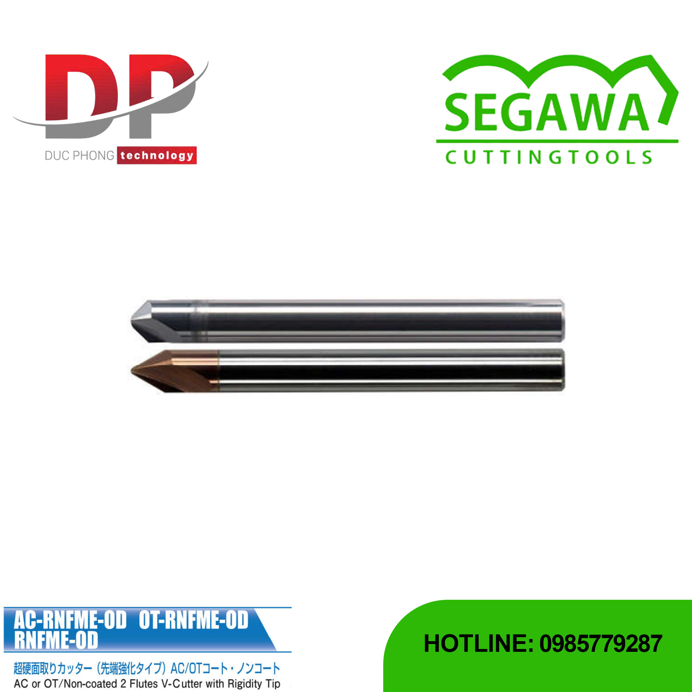 Dao phay vát mép AC-RNFME-OD, OT-RNFME-OD và RNFME-OD Carbide 2 me - Segawa