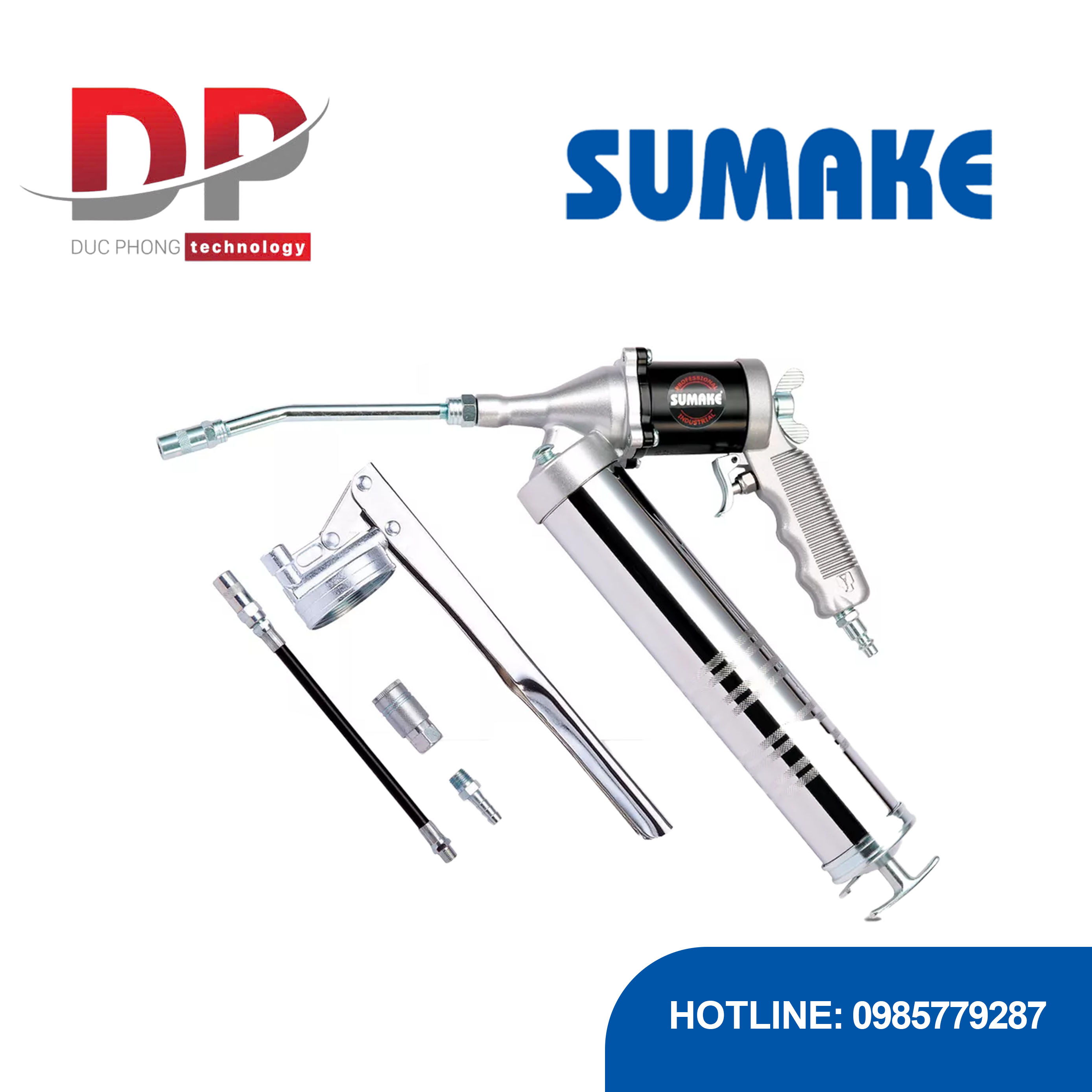 Bộ súng bơm mỡ hơi liên tục Sumake ST-6637C-6 400 cc, xoay tự do