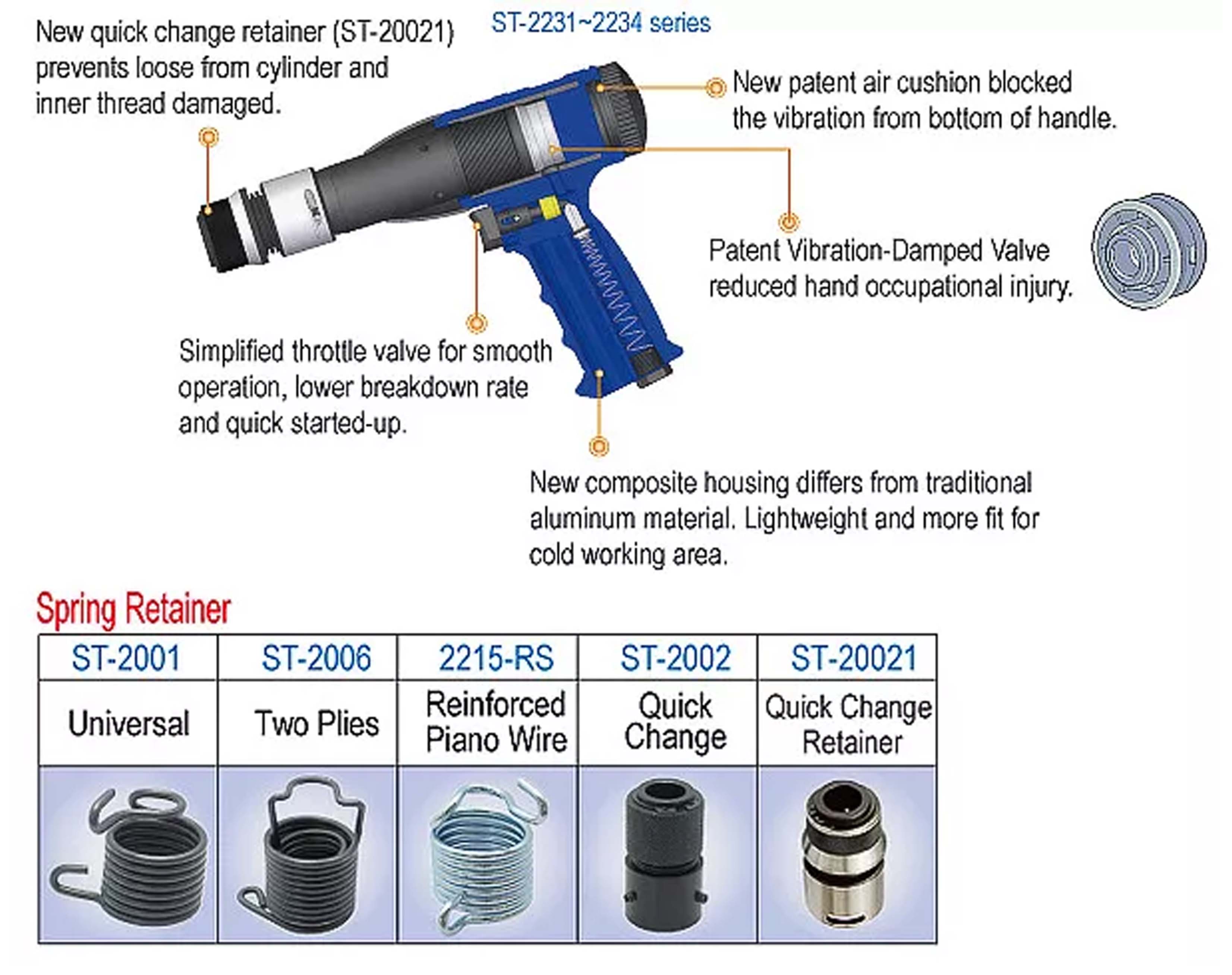 Búa hơi công nghiệp giảm rung 210mm Sumake ST-2231H