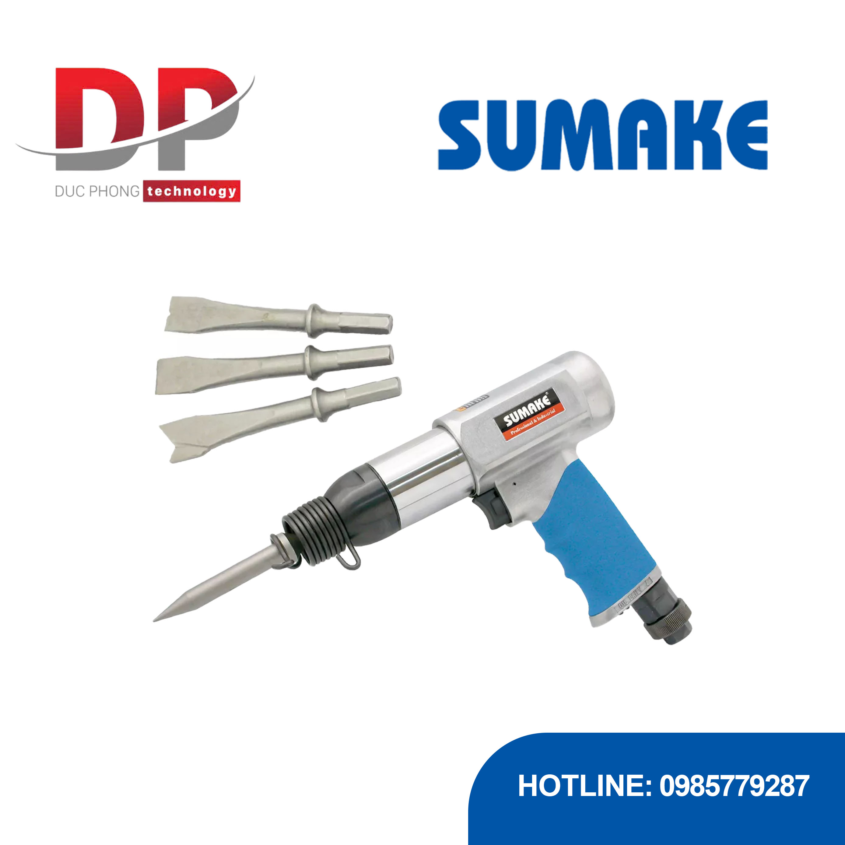 Búa hơi công nghiệp nặng 250mm Sumake ST-M5081/R kèm 4 mũi đục
