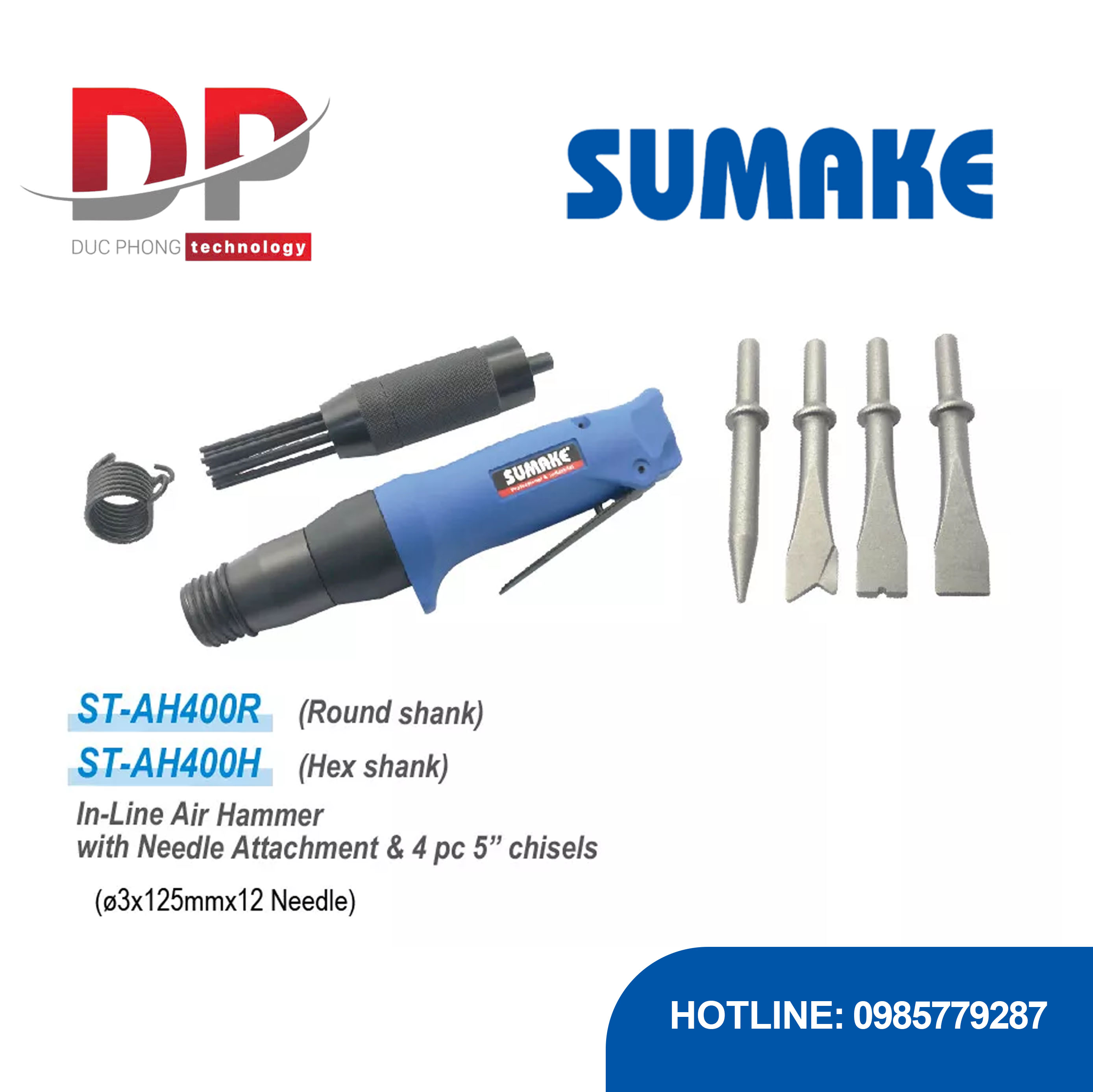 Búa hơi thẳng, kèm bộ kim cạo rỉ Sumake ST-AH400R