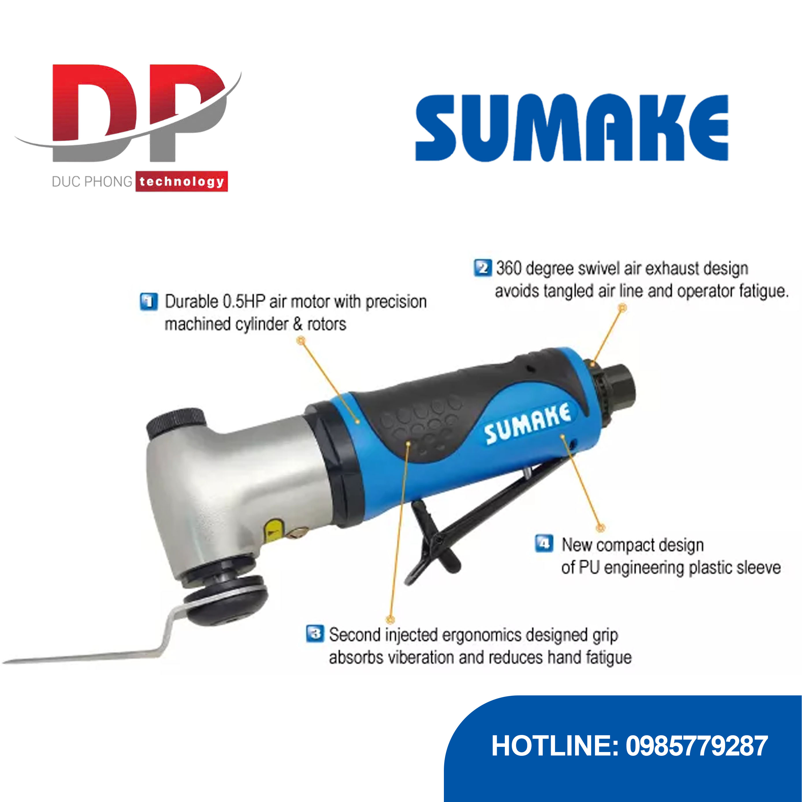 Dao cắt hơi 0.5 HP Sumake ST-AK100, 20.000 SPM