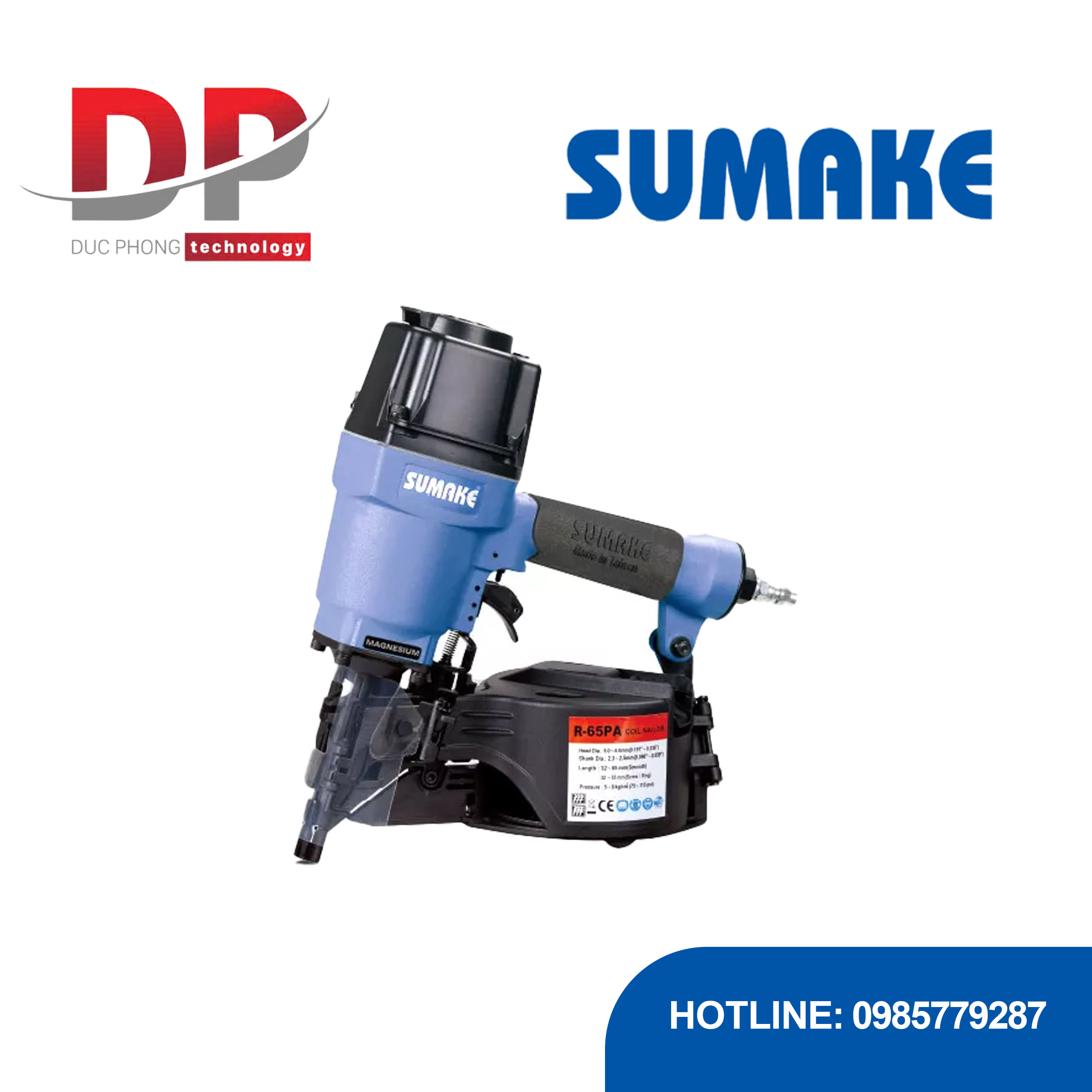 Máy bắn đinh cuộn hơi 15 độ Sumake R-65PA