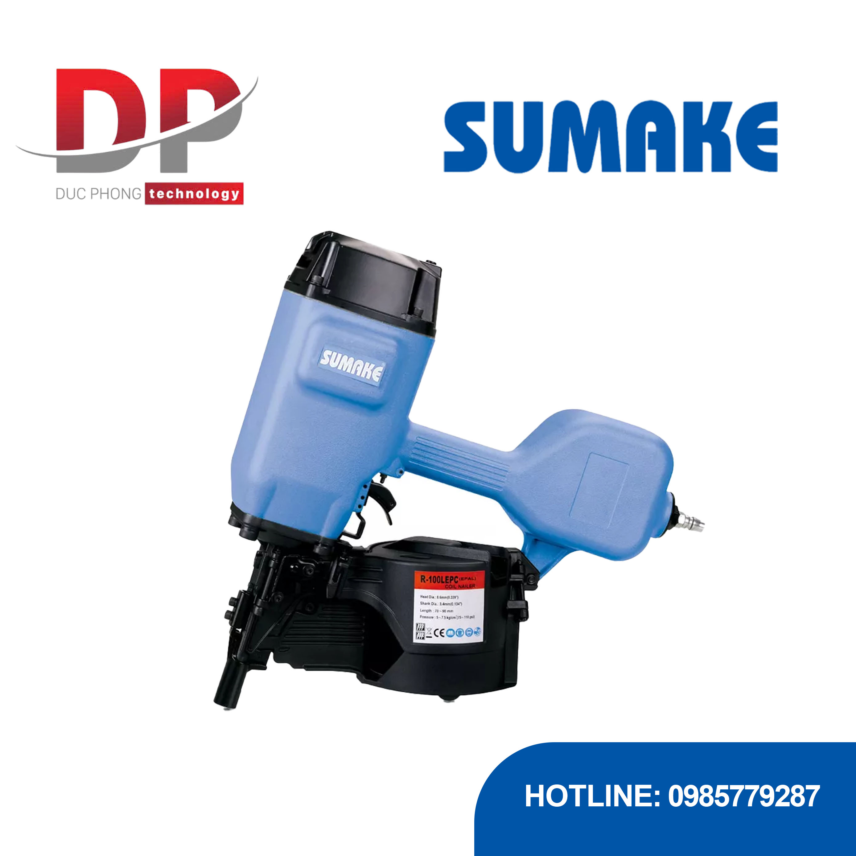 Máy bắn đinh cuộn hơi 15 độ tiêu chuẩn EPAL Sumake R-100EPAL