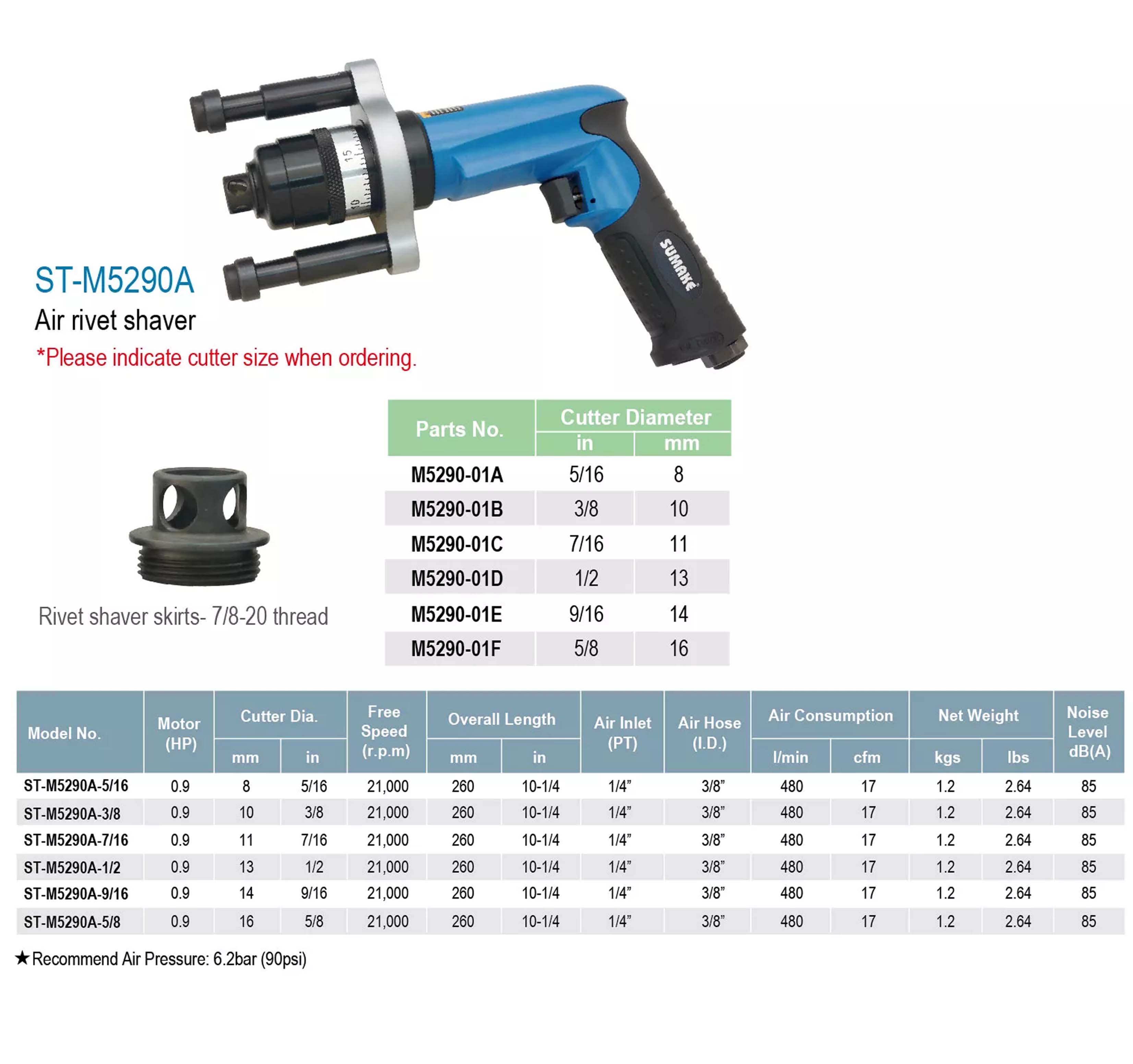 Máy cạo đinh tán hơi dạng súng Sumake ST-M5290A-1/2 inch