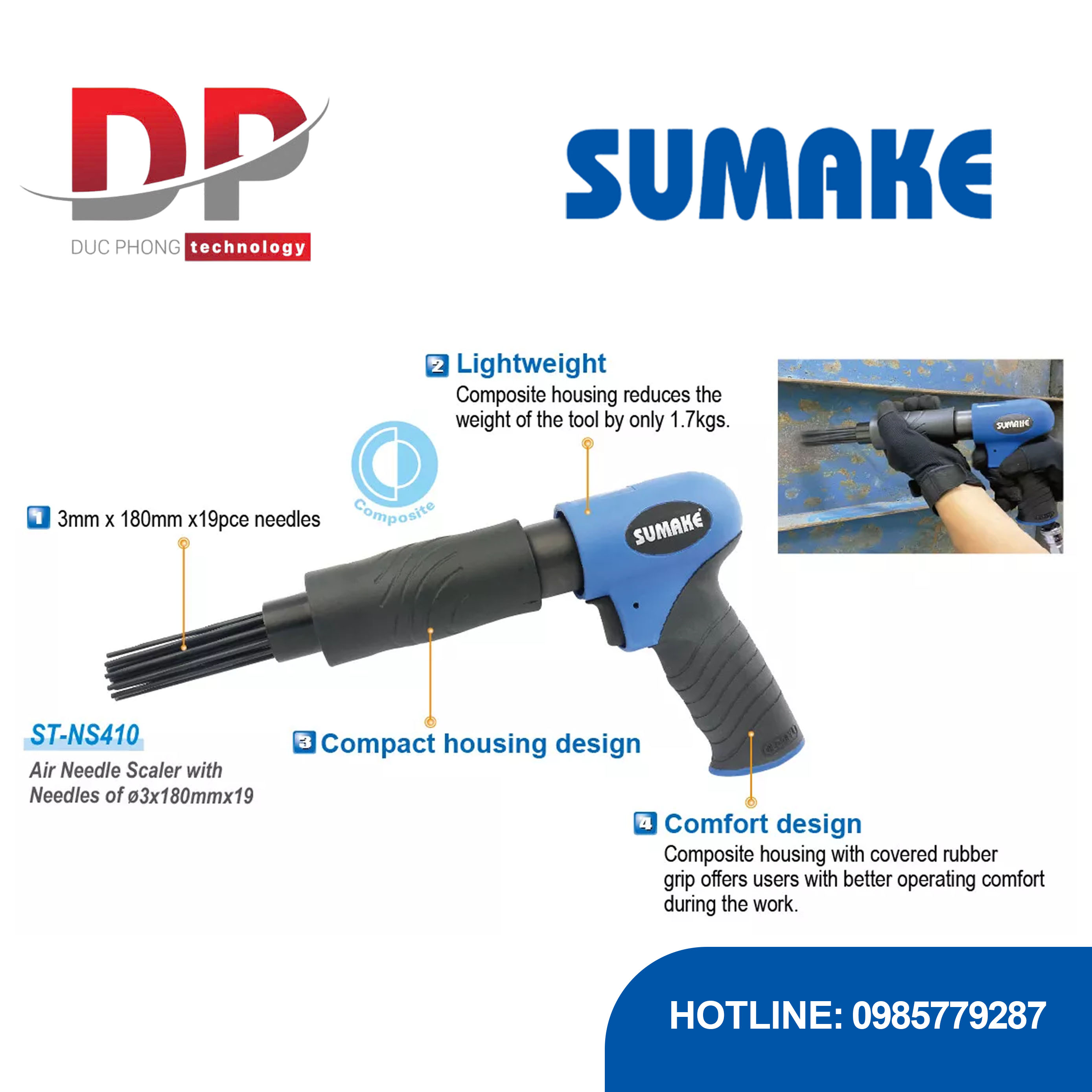 Máy cạo kim khí hơi Sumake ST-NS410