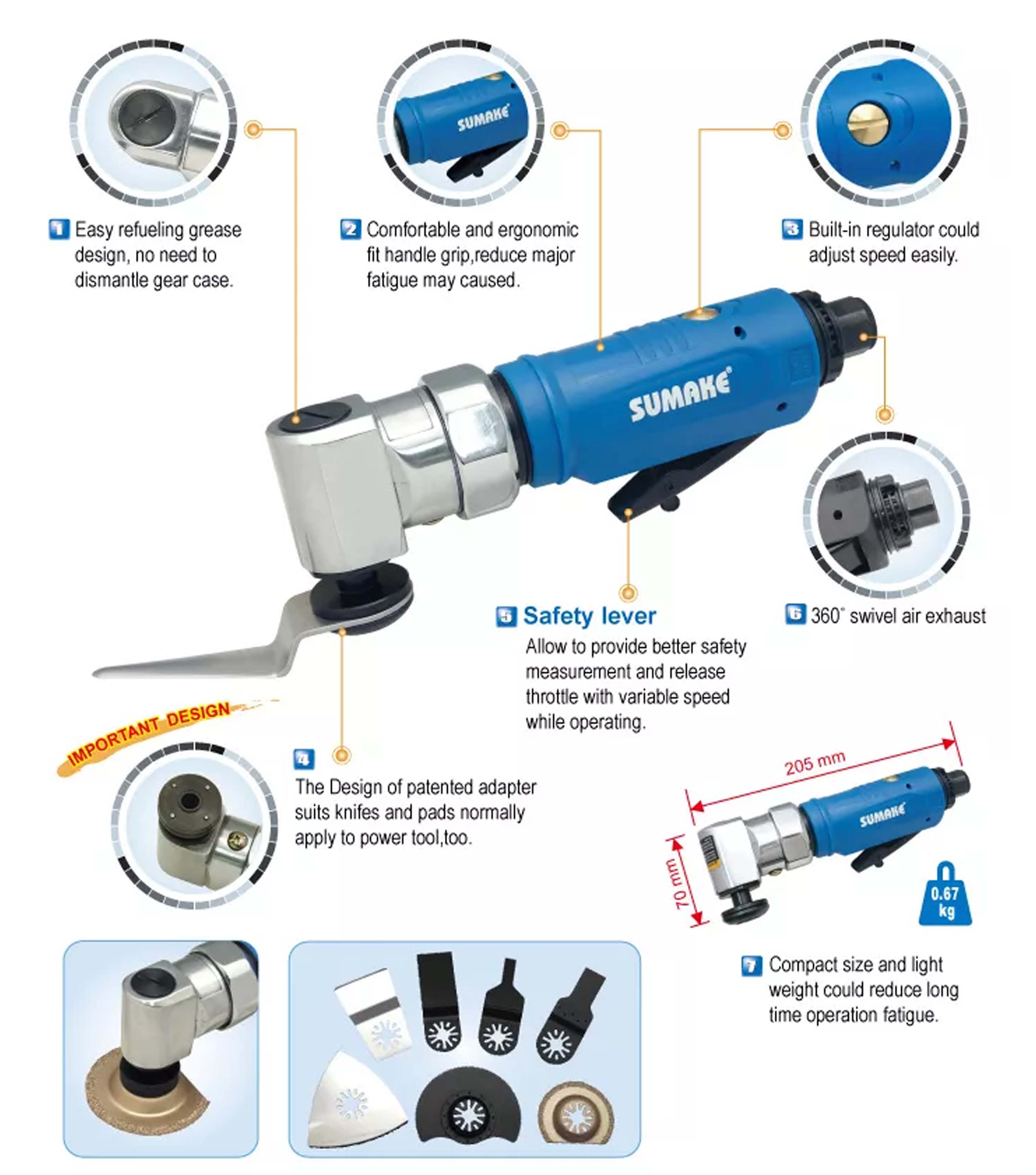 Máy cắt hơi chuyên dụng mini 2 trong 1 Sumake ST-M5130CT, 20.000 SPM