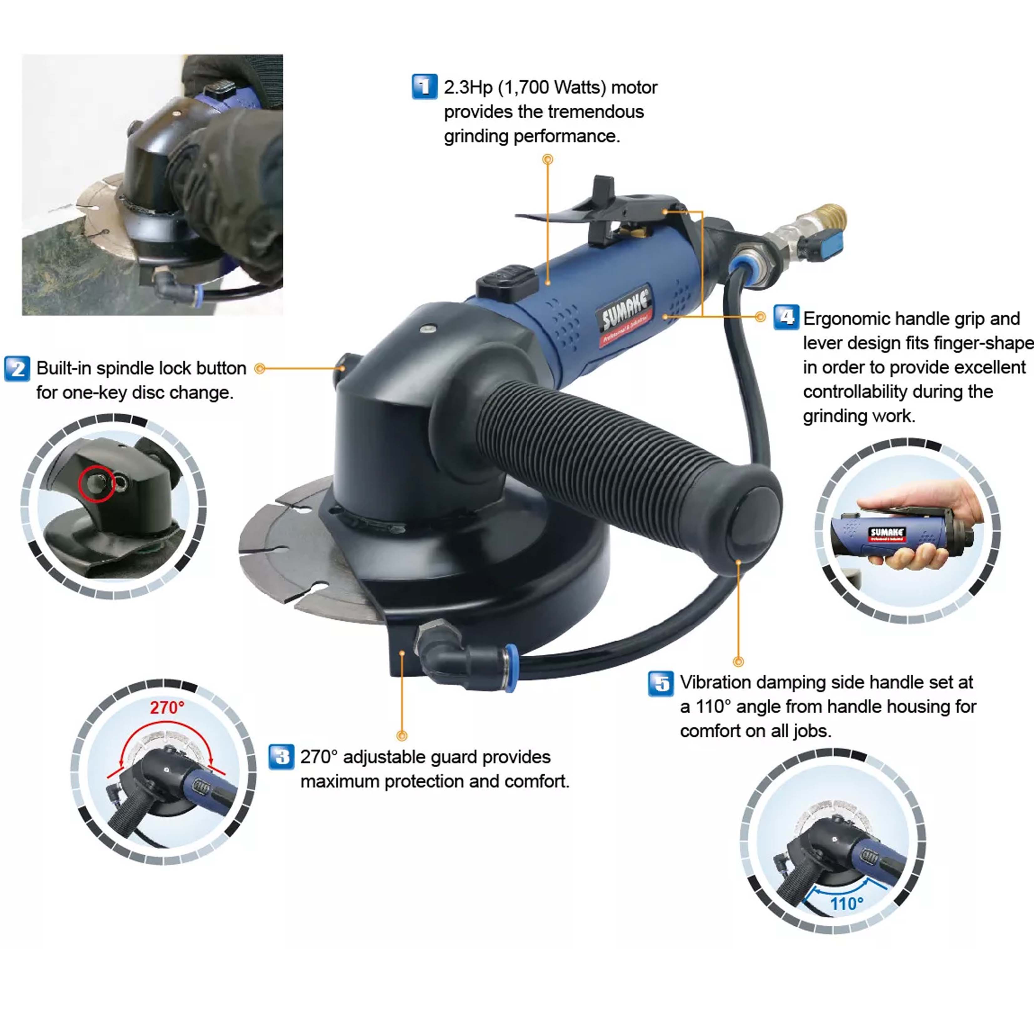 Máy cắt hơi ướt công nghiệp 5 inch Sumake ST-WC505L3, ST-WC505L6