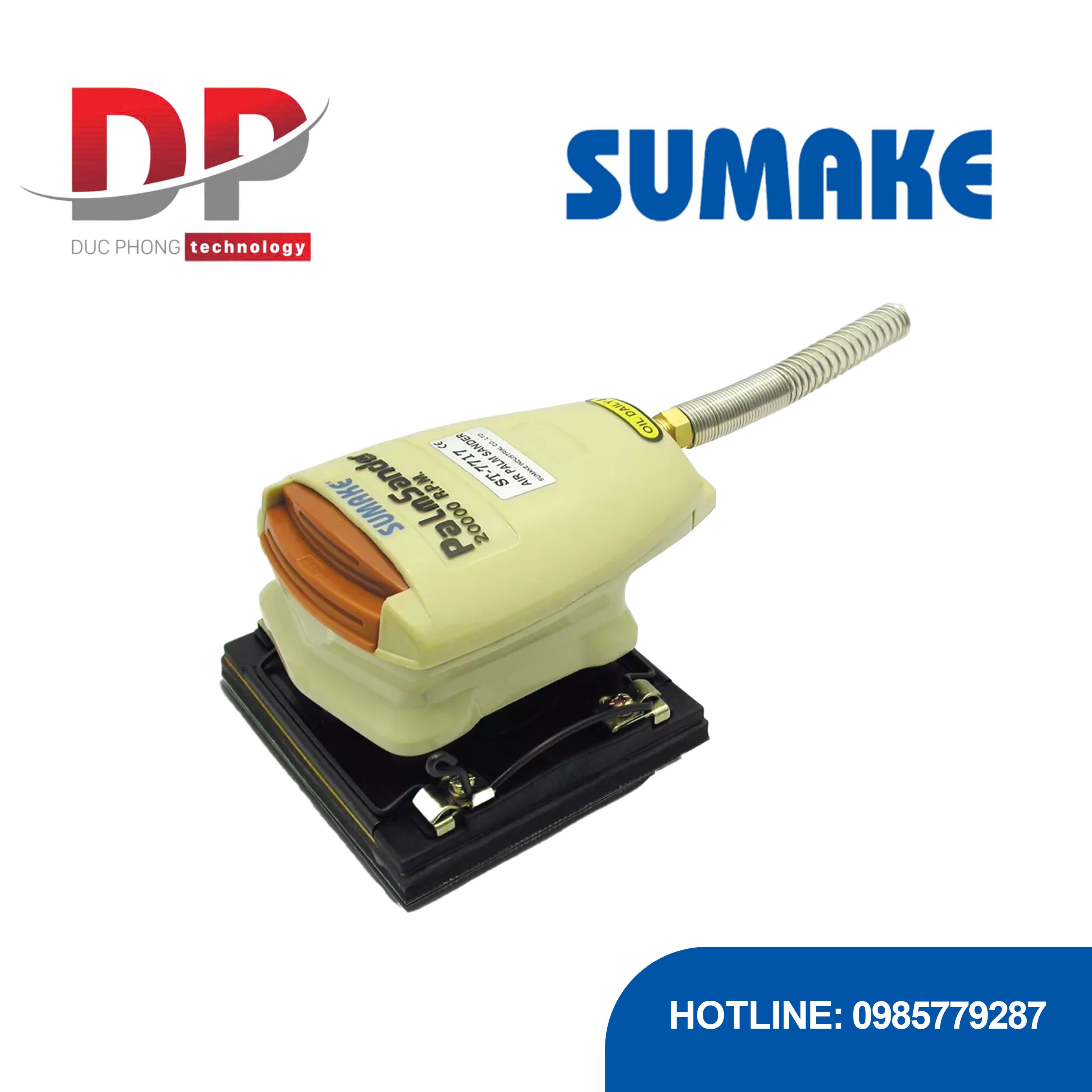 Máy chà nhám hơi cầm tay, đệm dán 4x4-3/8 inch, Sumake ST-7717