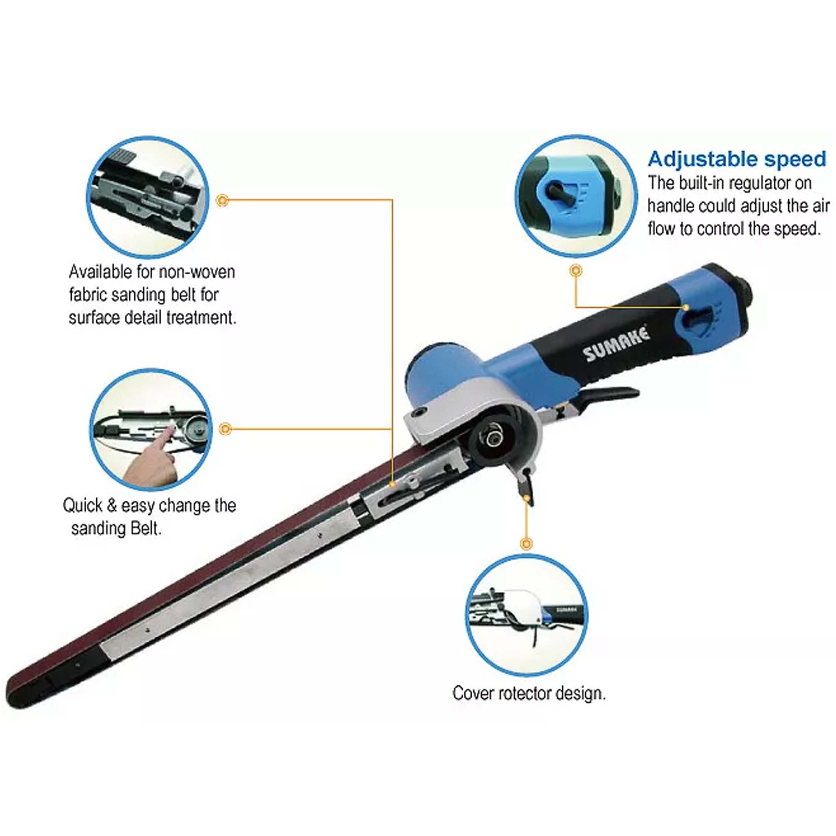 Máy chà nhám hơi dây đai điều chỉnh tốc độ, 12.7 x 610 mm, Sumake ST-M5063