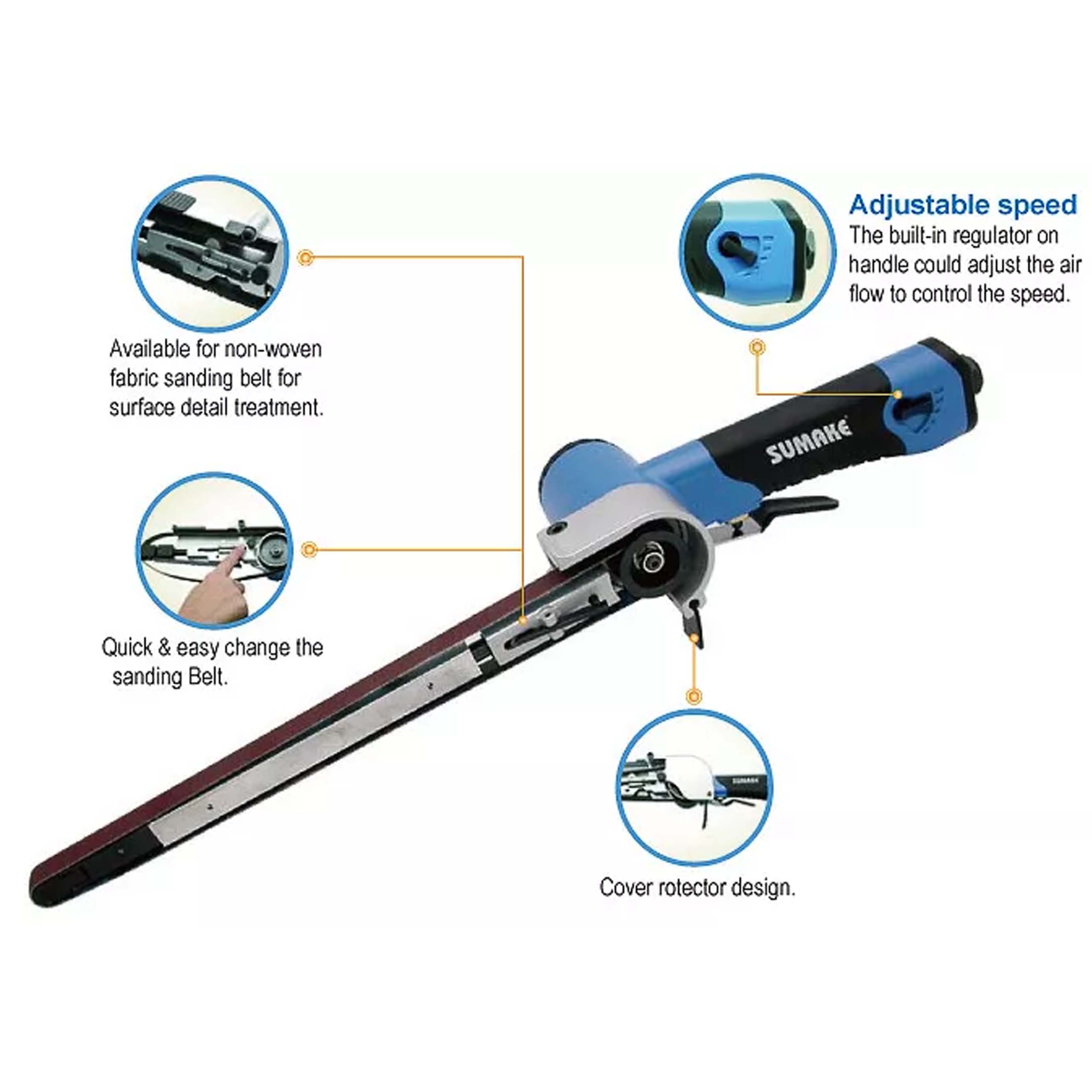 Máy chà nhám hơi dây đai, 10 x 330 mm, Sumake ST-M5060