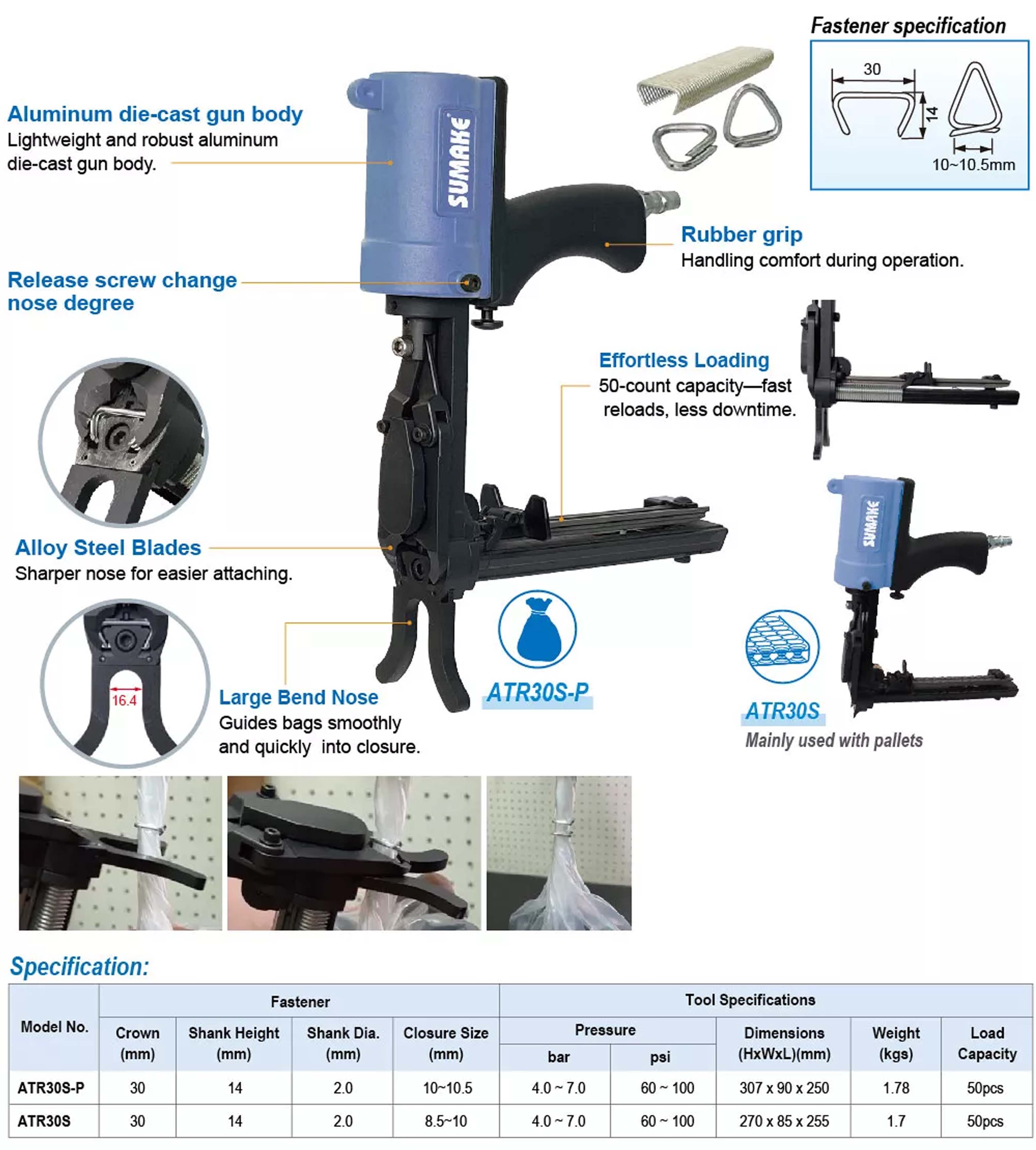 Máy đóng vòng chữ D hơi Sumake ATR30S-P, ATR30S