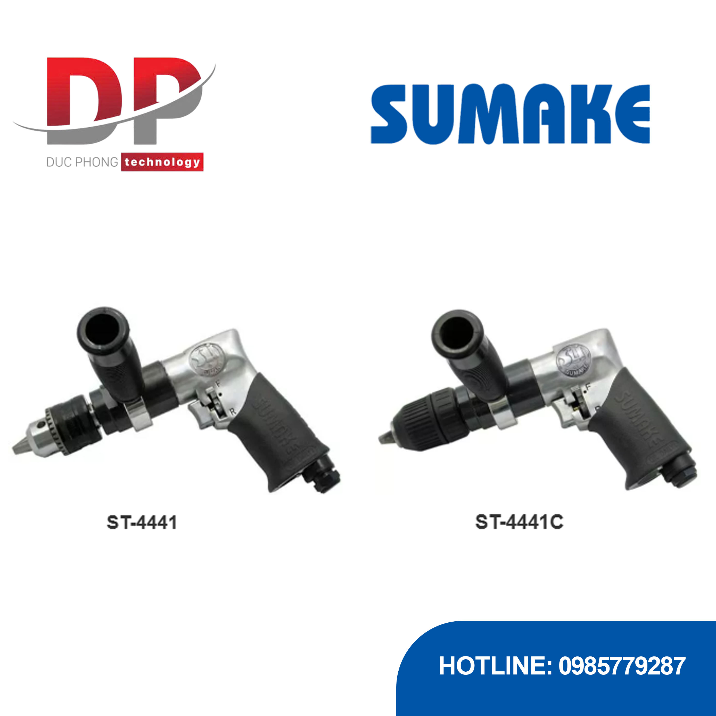 Máy khoan hơi đảo chiều 1/2 inch, thay đổi nhanh, Sumake, ST-4441, ST-4441C