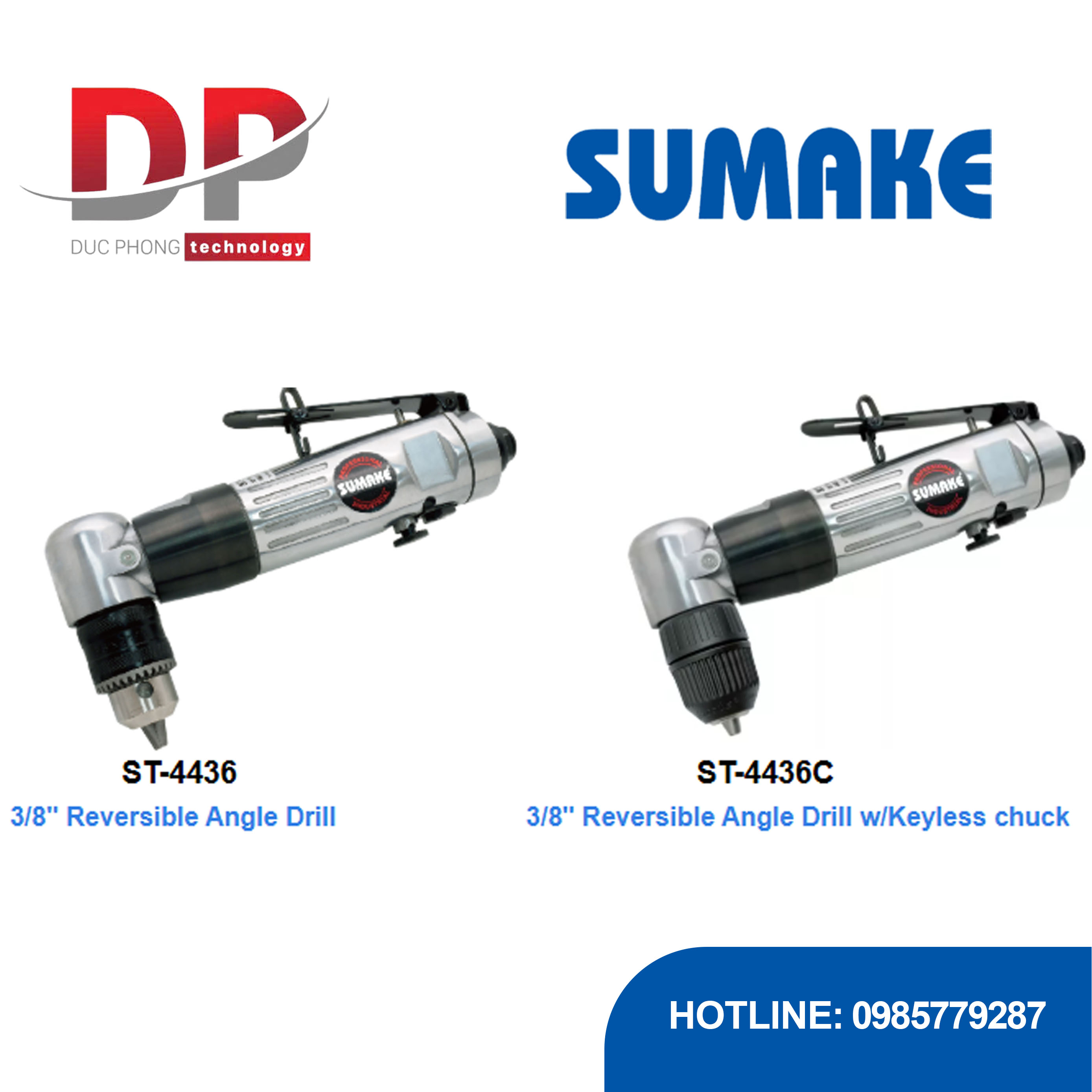 Máy khoan hơi góc đảo chiều 3/8 inch, Sumake, ST-4436