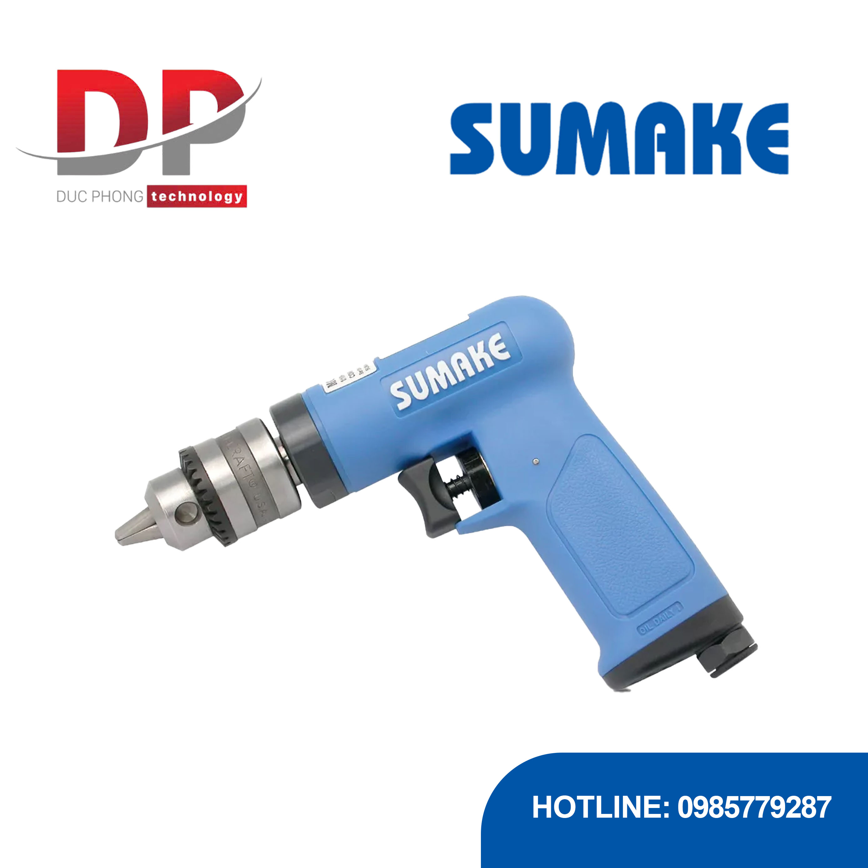 Máy khoan hơi mini đảo chiều, đầu kẹp 1/4 inch không chìa, Sumake ST-C213