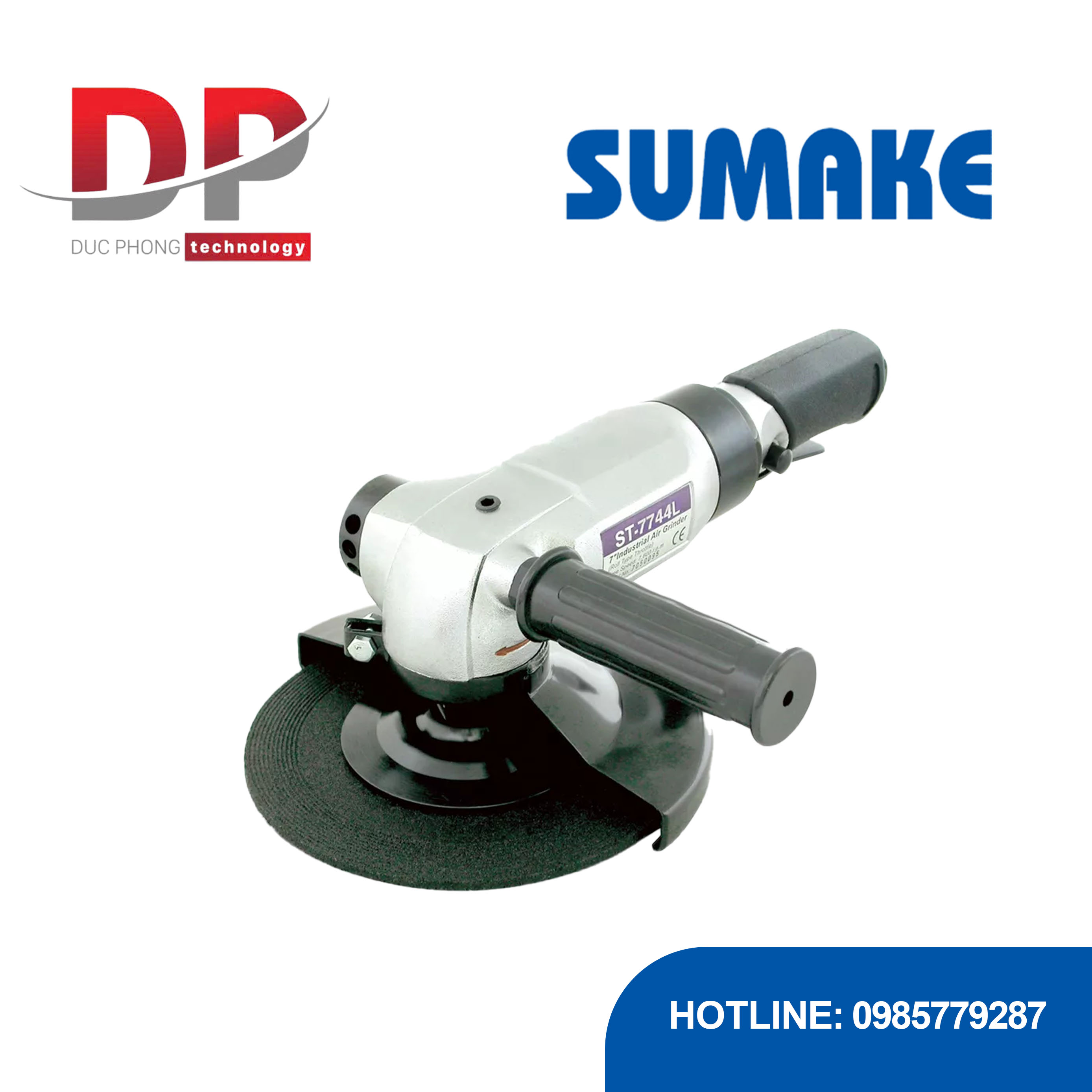 Máy mài góc hơi công nghiệp 4 inch, cần gạt, Sumake, ST-7744L