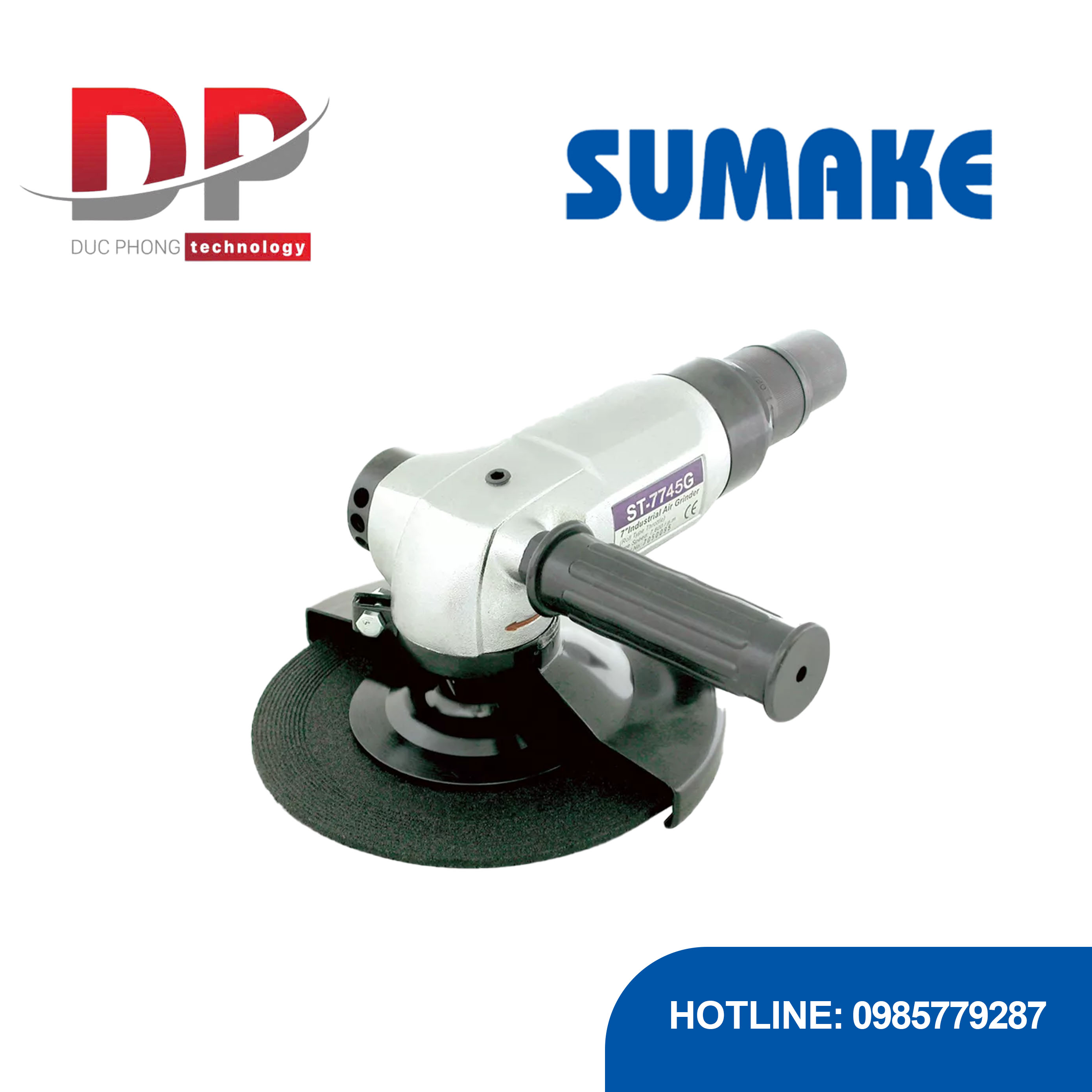 Máy mài góc hơi công nghiệp 5 inch, kiểu lăn, Sumake, ST-7745G