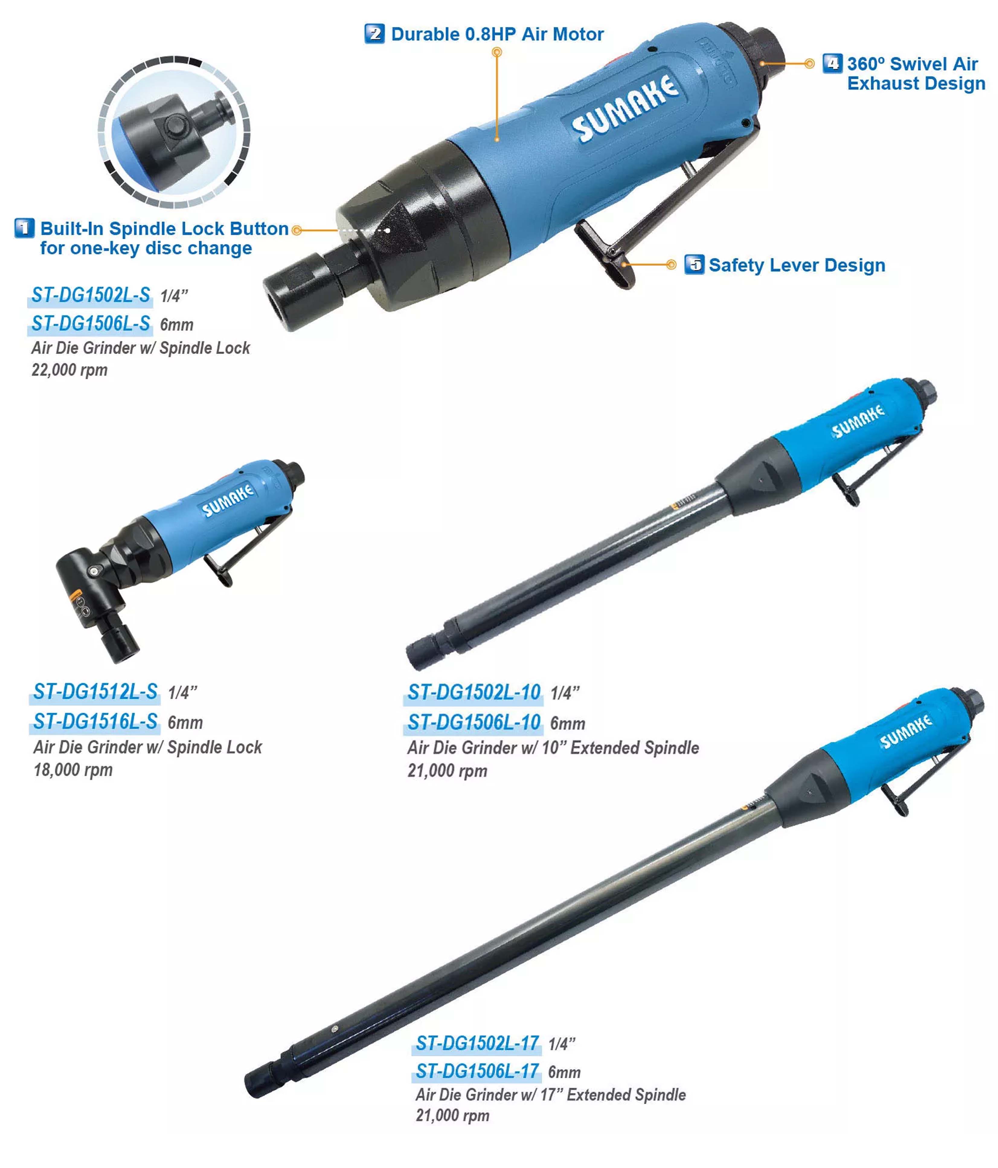 Máy mài hơi 0.8HP, khóa trục chính Sumake ST-DG1502L-S