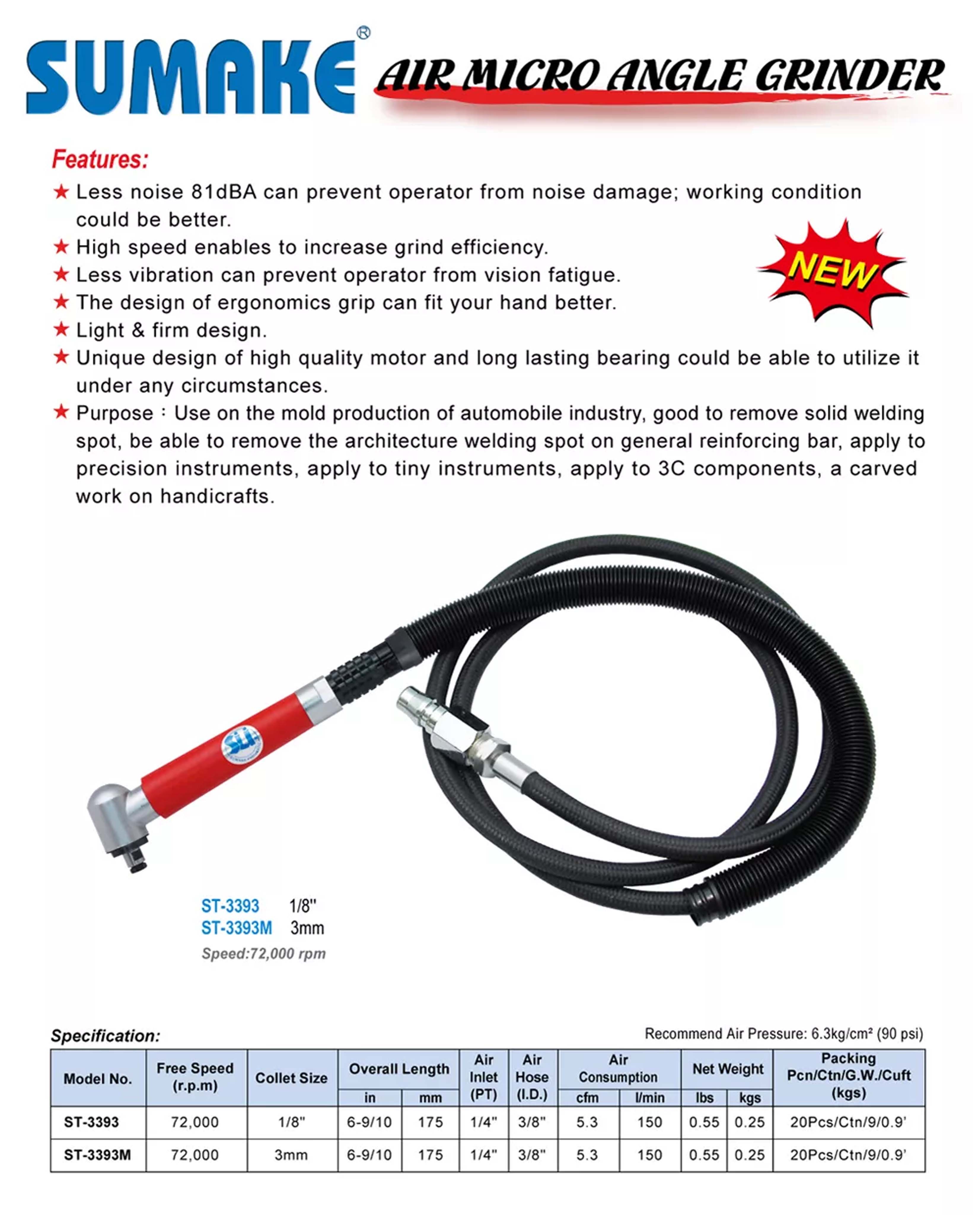 Máy mài hơi góc siêu nhỏ 1/8 inch Sumake ST-3393