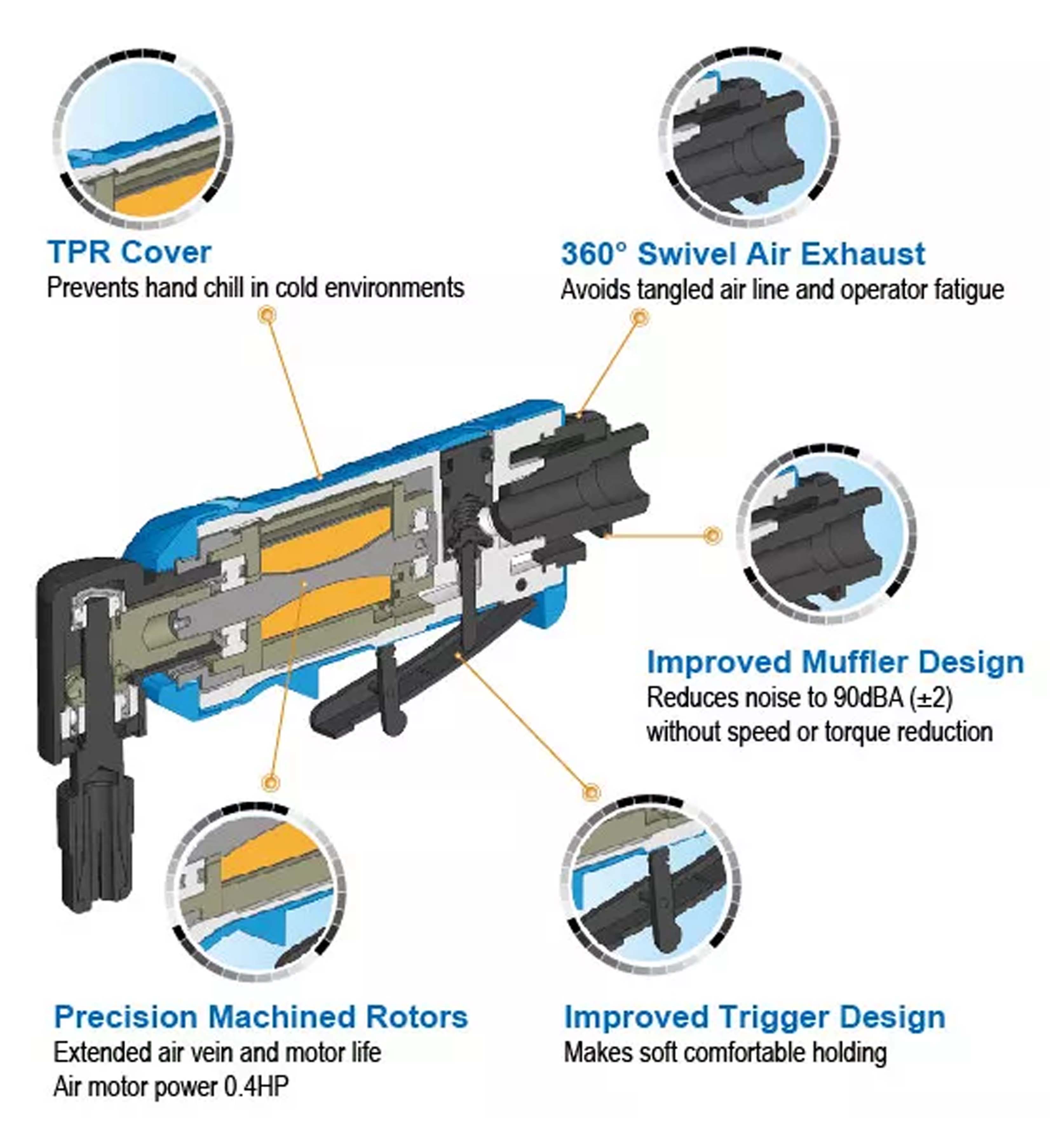 Máy mài hơi góc, Sumake ST-M5041M, đầu kẹp 6mm