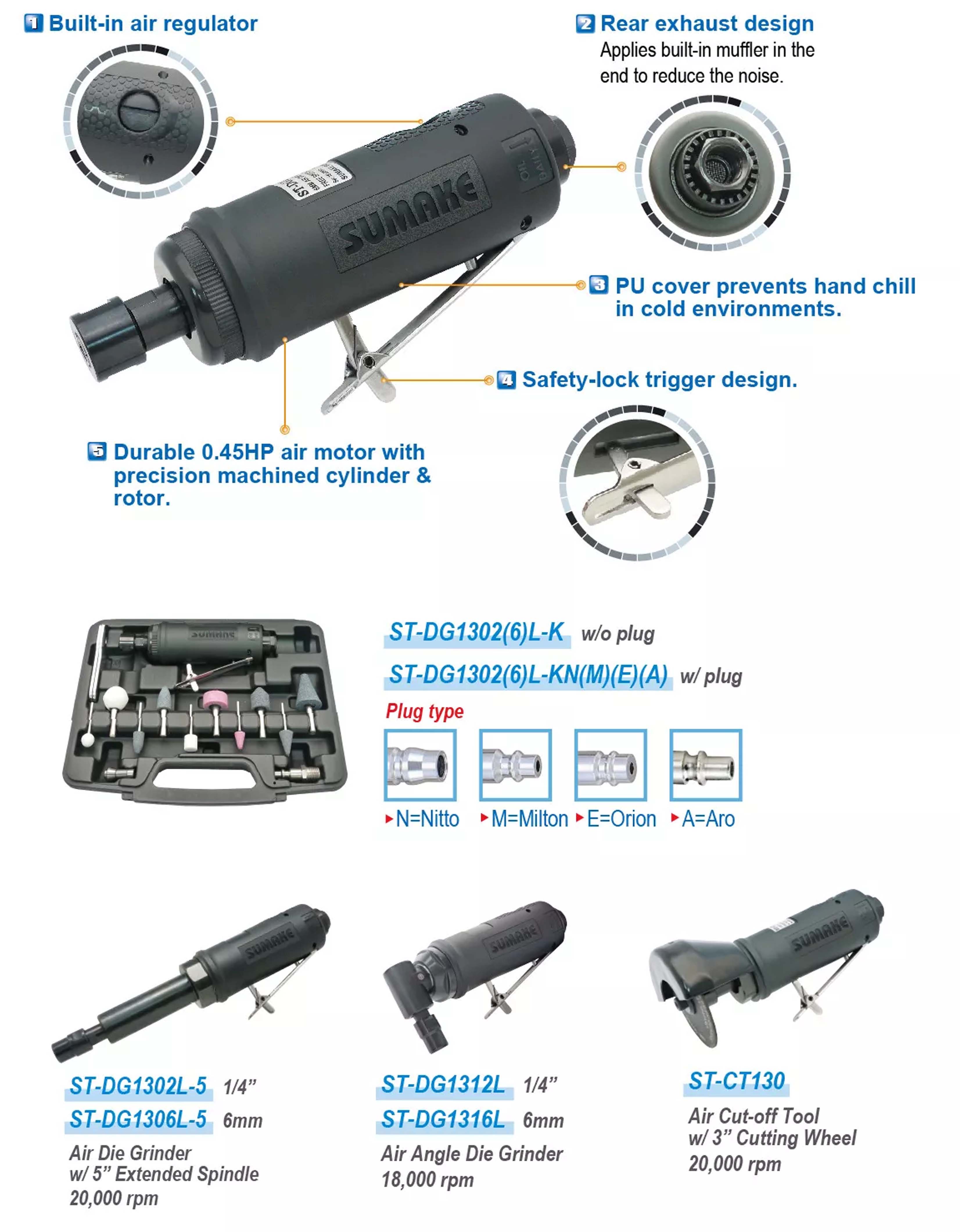 Máy mài hơi Sumake 0.45 HP ST-DG1302L