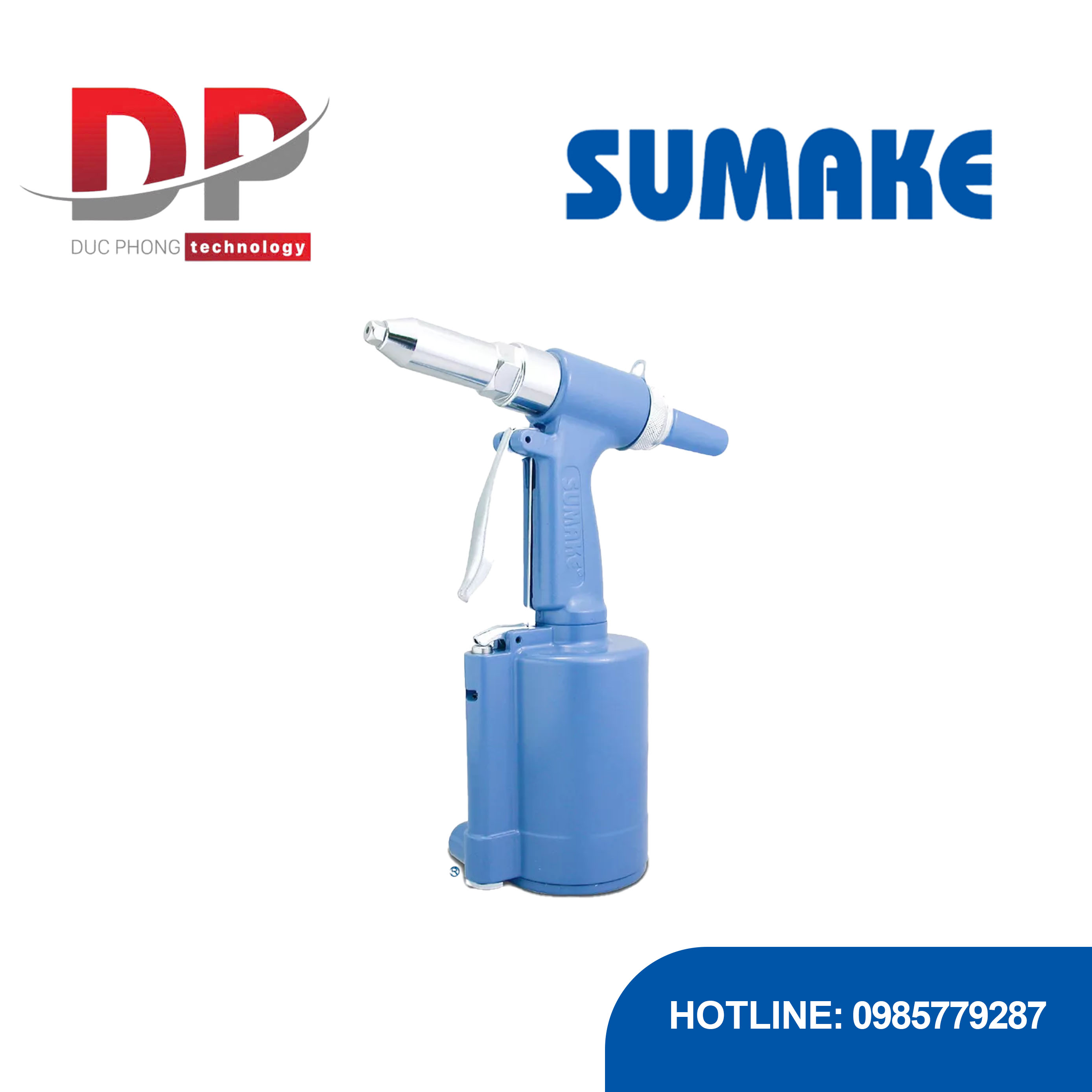 Máy rút đinh tán hơi thủy lực Sumake ST-6615 3/16 inch, lực kéo 720 kgs