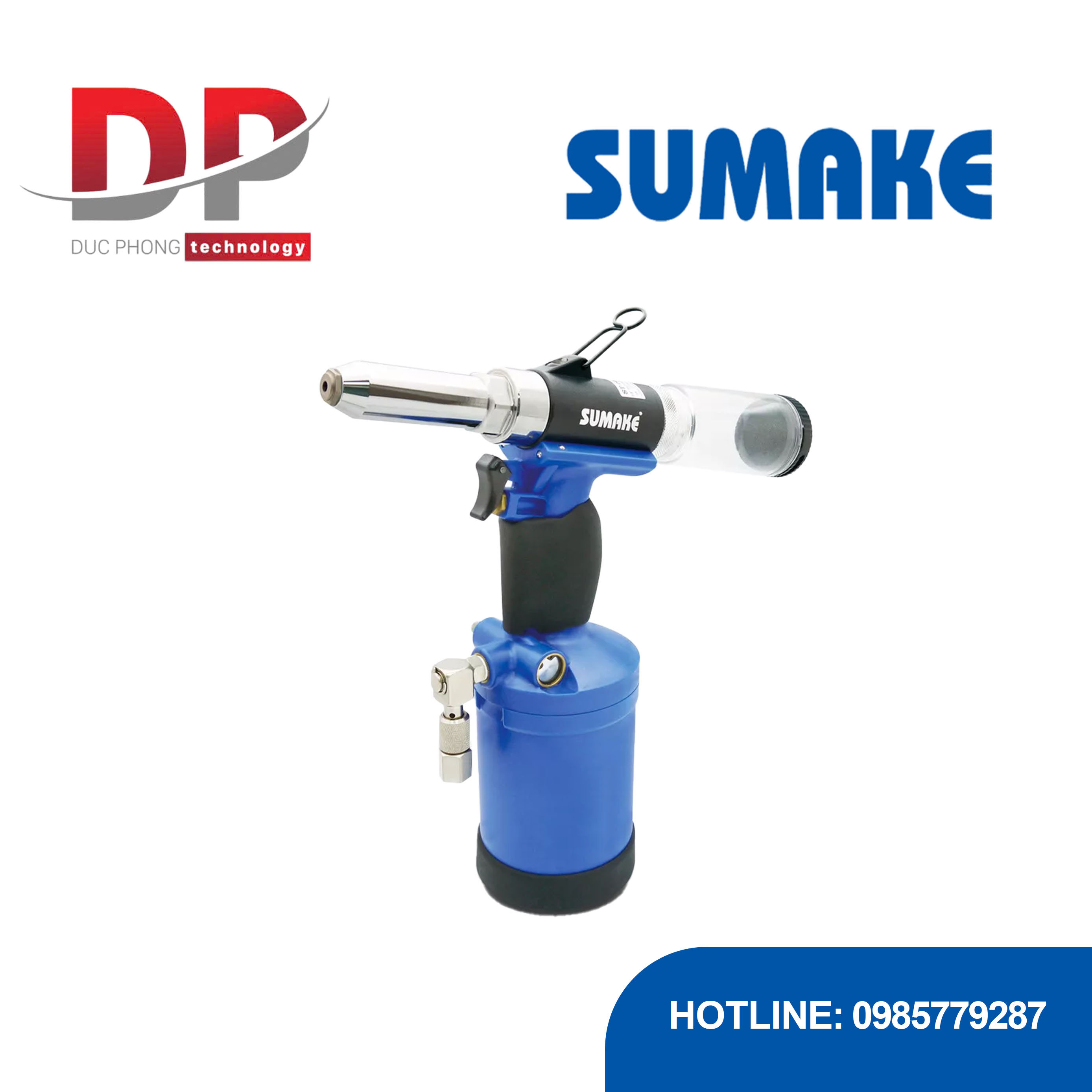 Máy rút đinh tán hơi thủy lực có hút chân không Sumake ST-66192V 1/4 inch