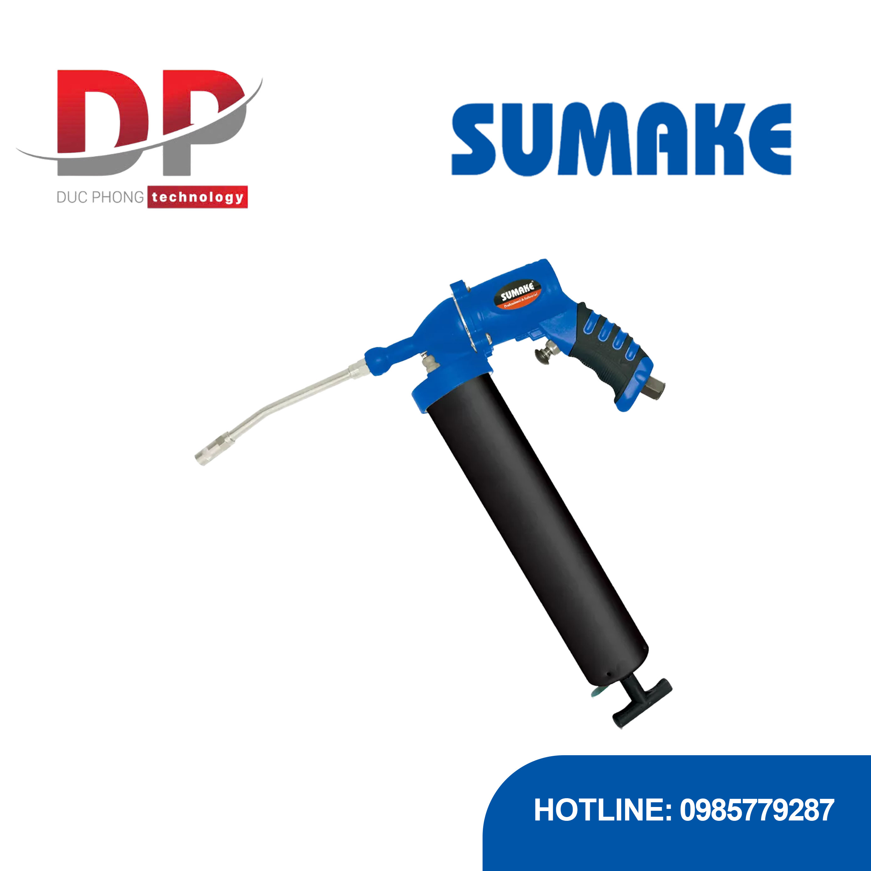 Súng bơm mỡ hơi đơn Sumake ST-C630 400 cc, vòi uốn kim loại