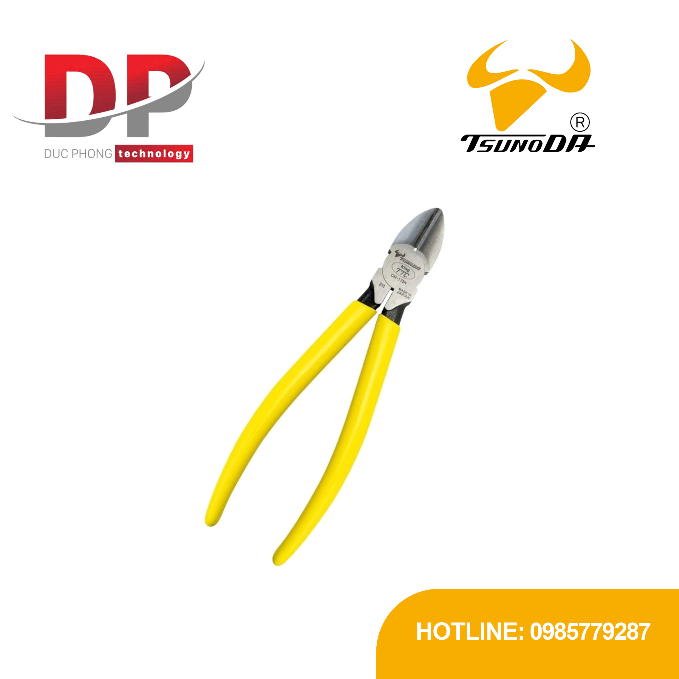 Kìm cắt cạnh 7 inch Tsunoda CN-175N | Cắt thép không gỉ 2.0mm