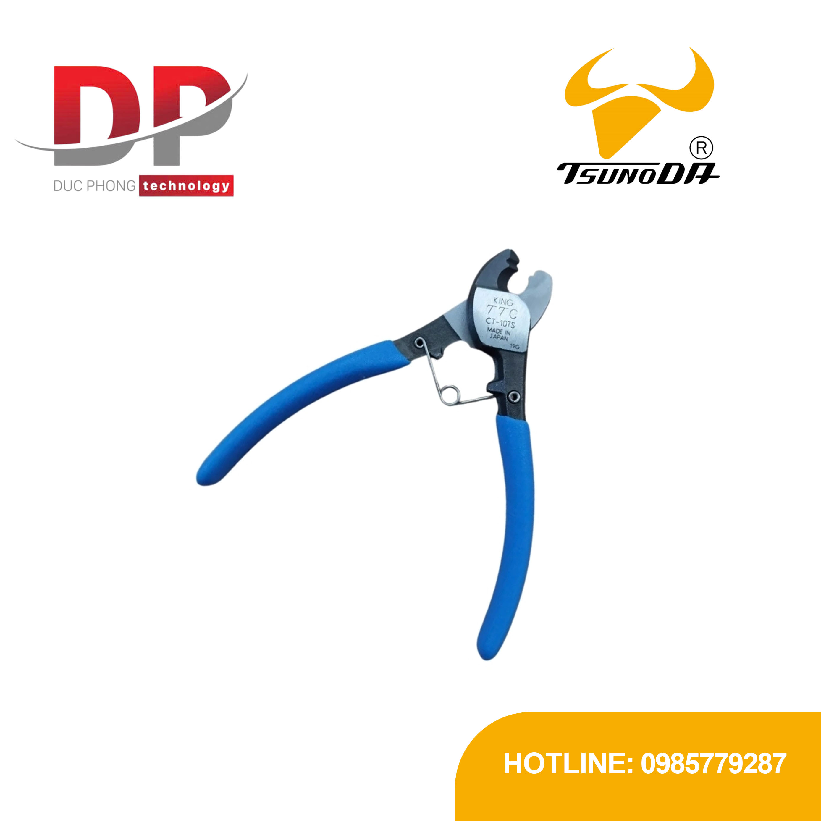 Kìm cắt cáp mini 125mm Tsunoda CT-10TS | Kìm cắt dây điện Nhật Bản