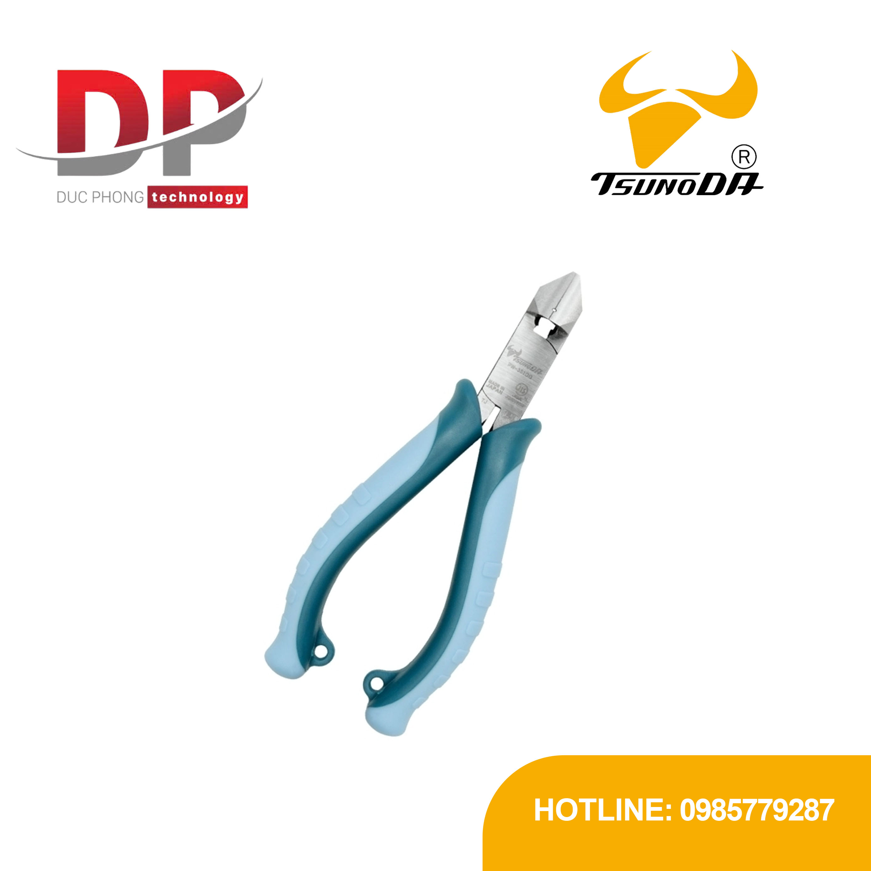 Kìm cắt chéo cạnh xiên khớp hộp Tsunoda PW-351DG 125mm