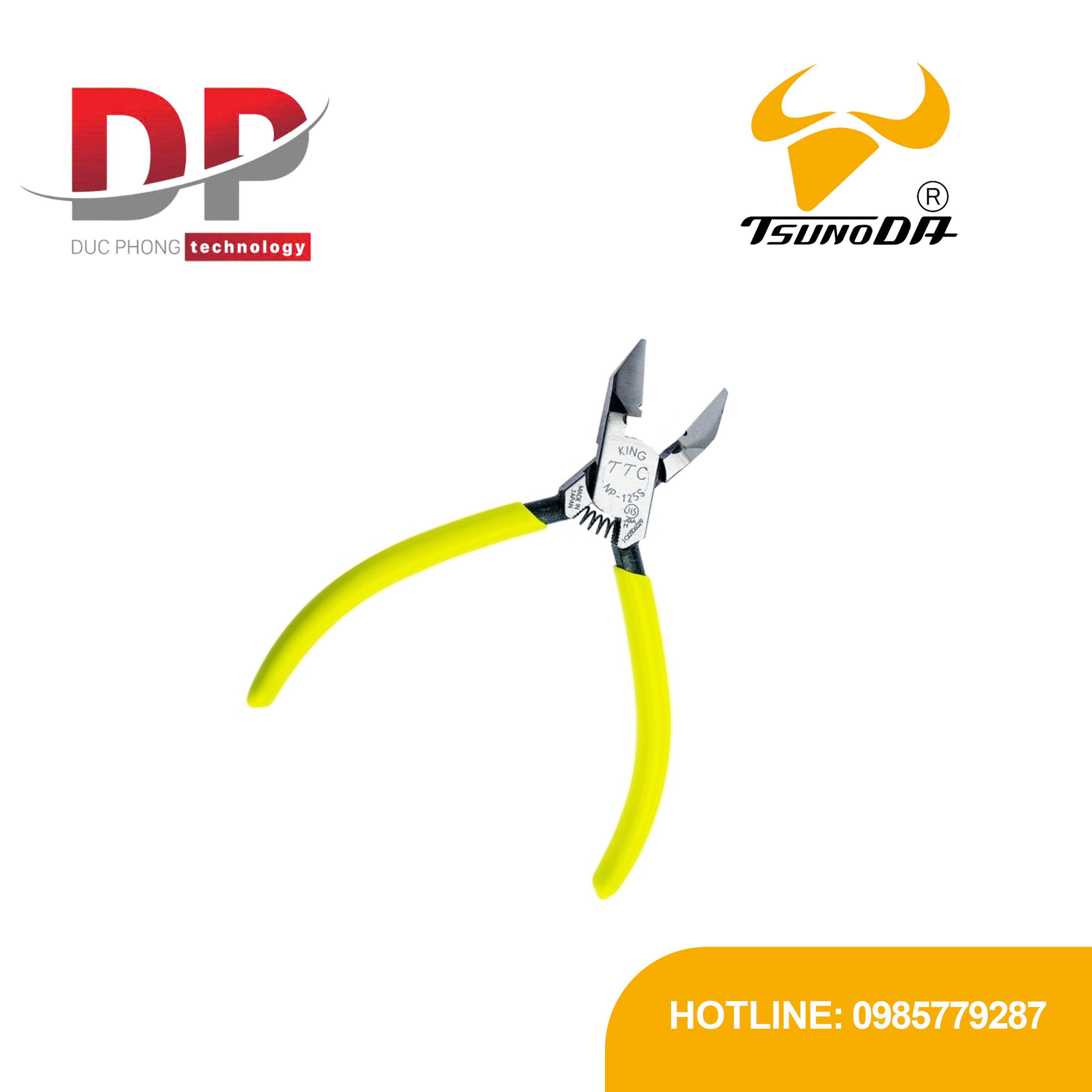 Kìm cắt chéo có lỗ tuốt dây có lò xo Tsunoda NP-125S 130mm Nhật Bản