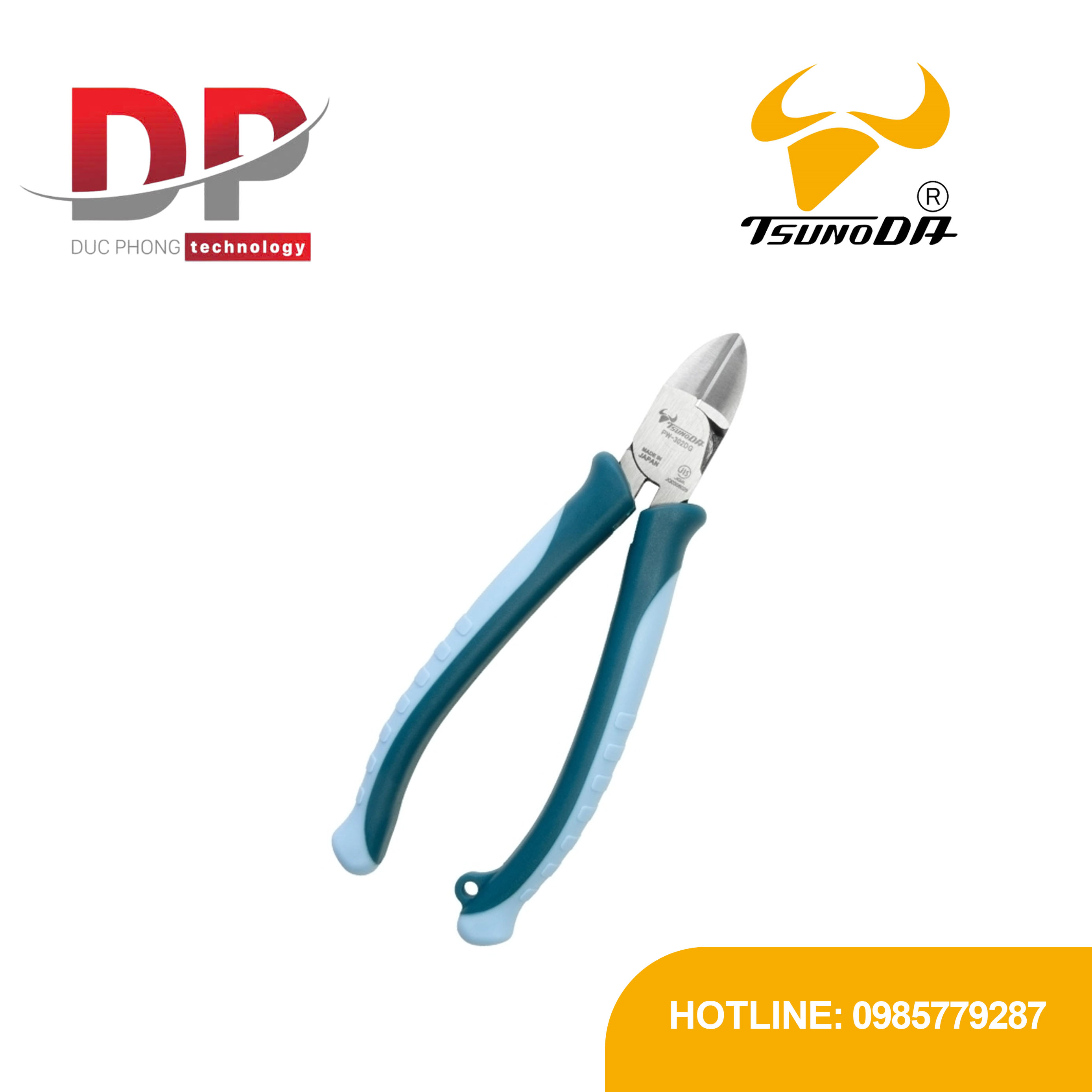 Kìm cắt chéo tác động mạnh Tsunoda PW-302DG 160mm