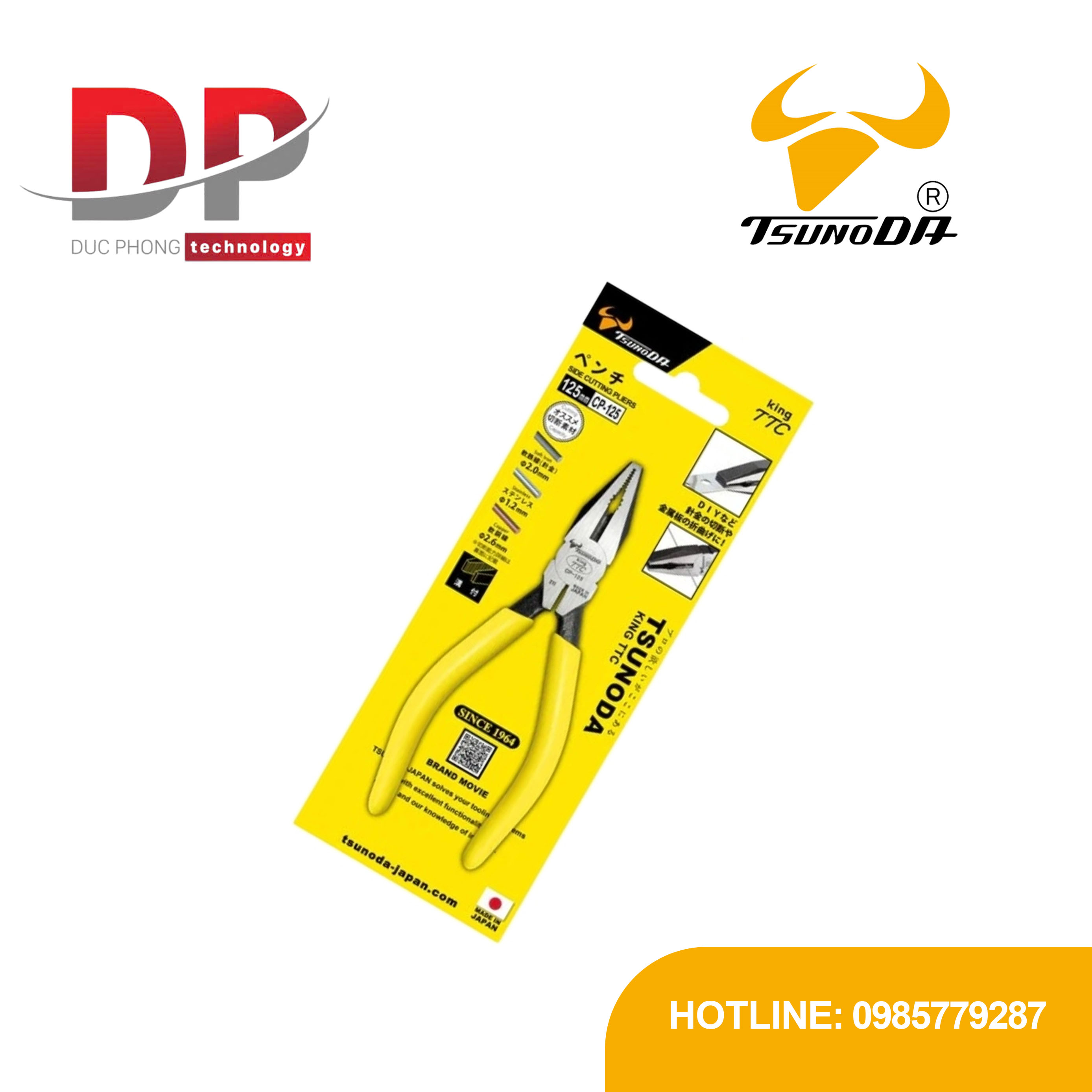 Kìm cắt đa năng 125mm Tsunoda CP-125 | Nhẹ 110g, cắt đa vật liệu