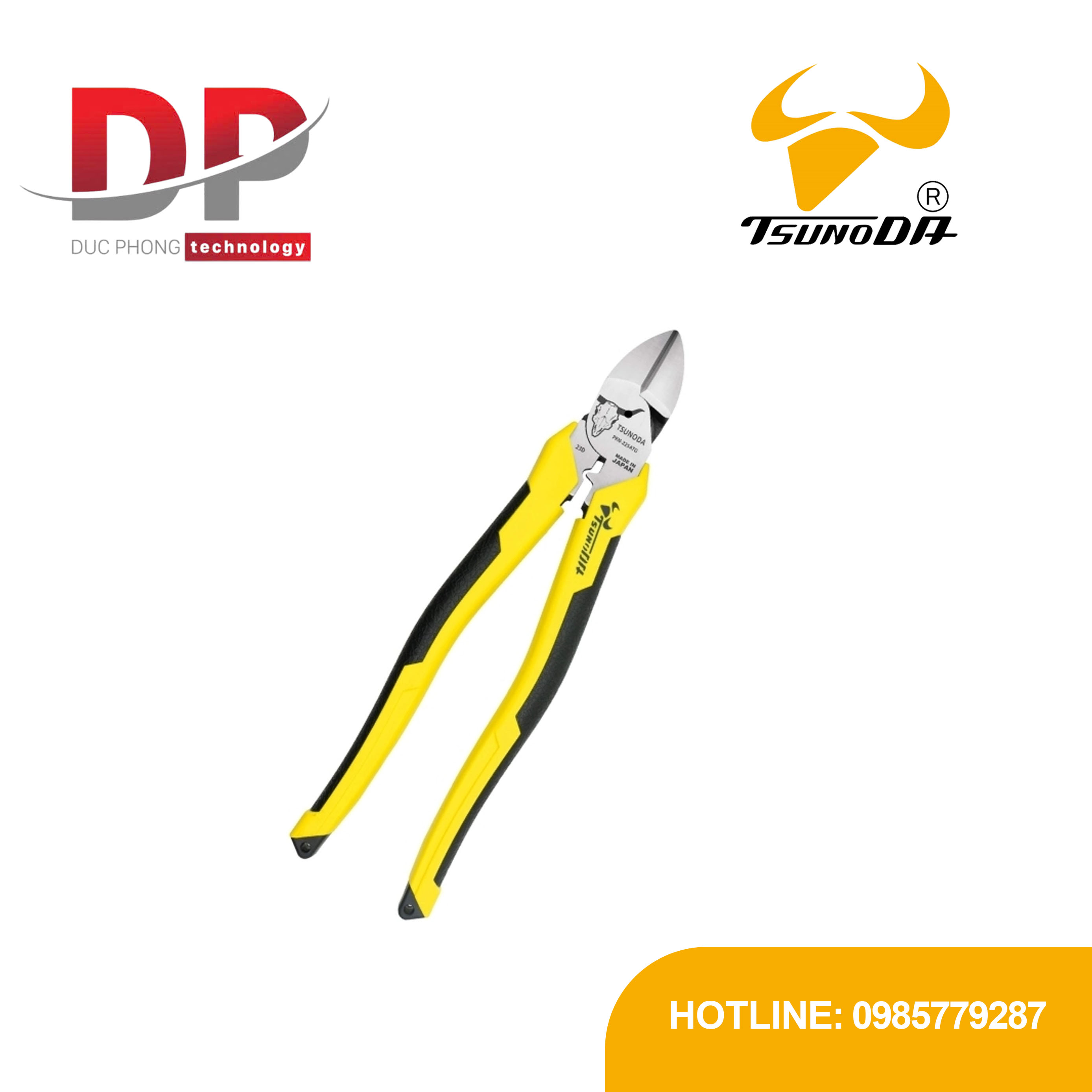 Kìm cắt dây cứng bấm cos cán đúc Tsunoda PKN-225ATG 228mm