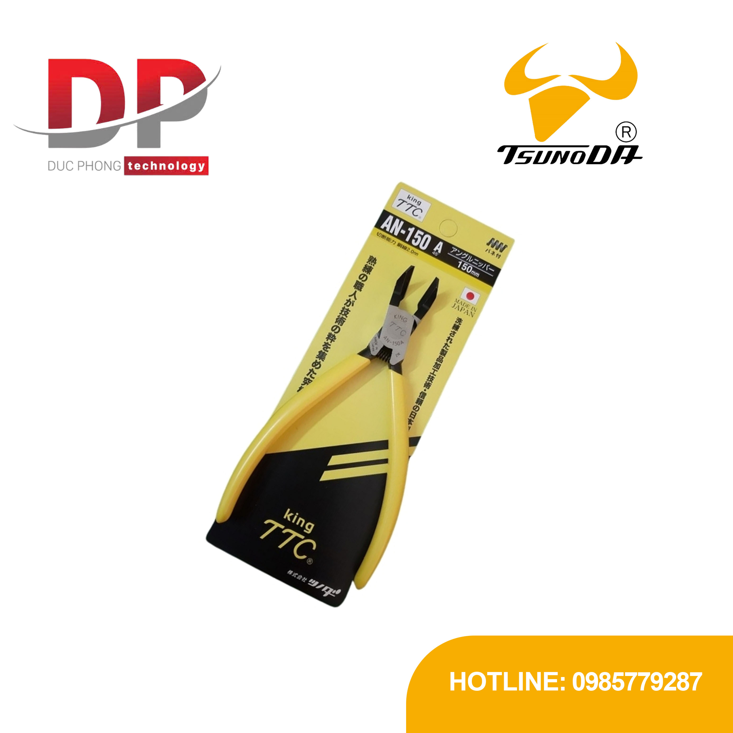 Kìm cắt góc 45° Tsunoda AN-150A | Dài 156mm, cắt dây đồng 2.0mm