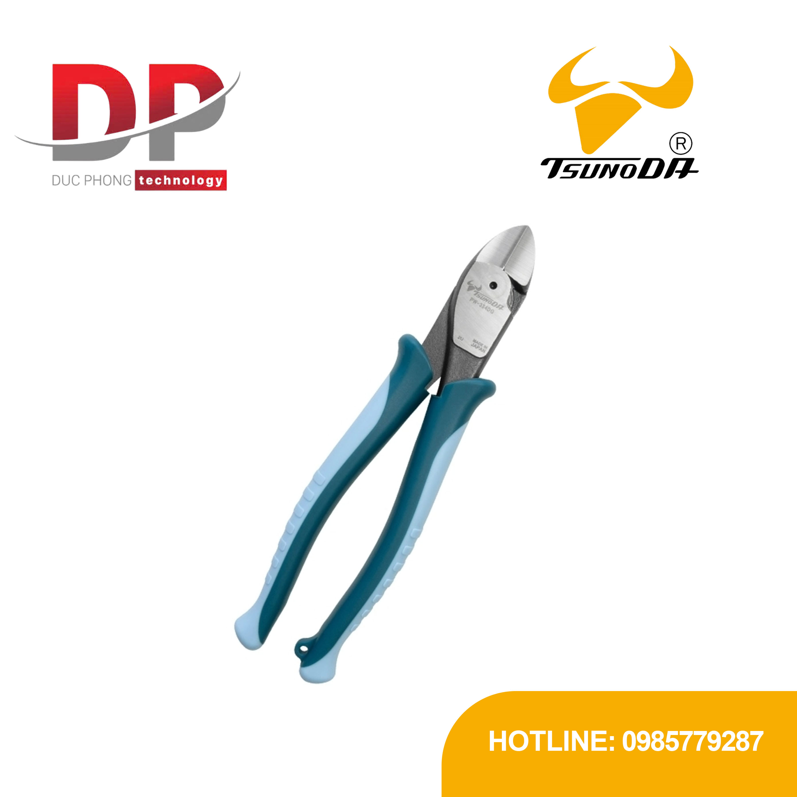 Kìm cắt lưỡi mỏng tác động mạnh Tsunoda PW-334DG 200mm