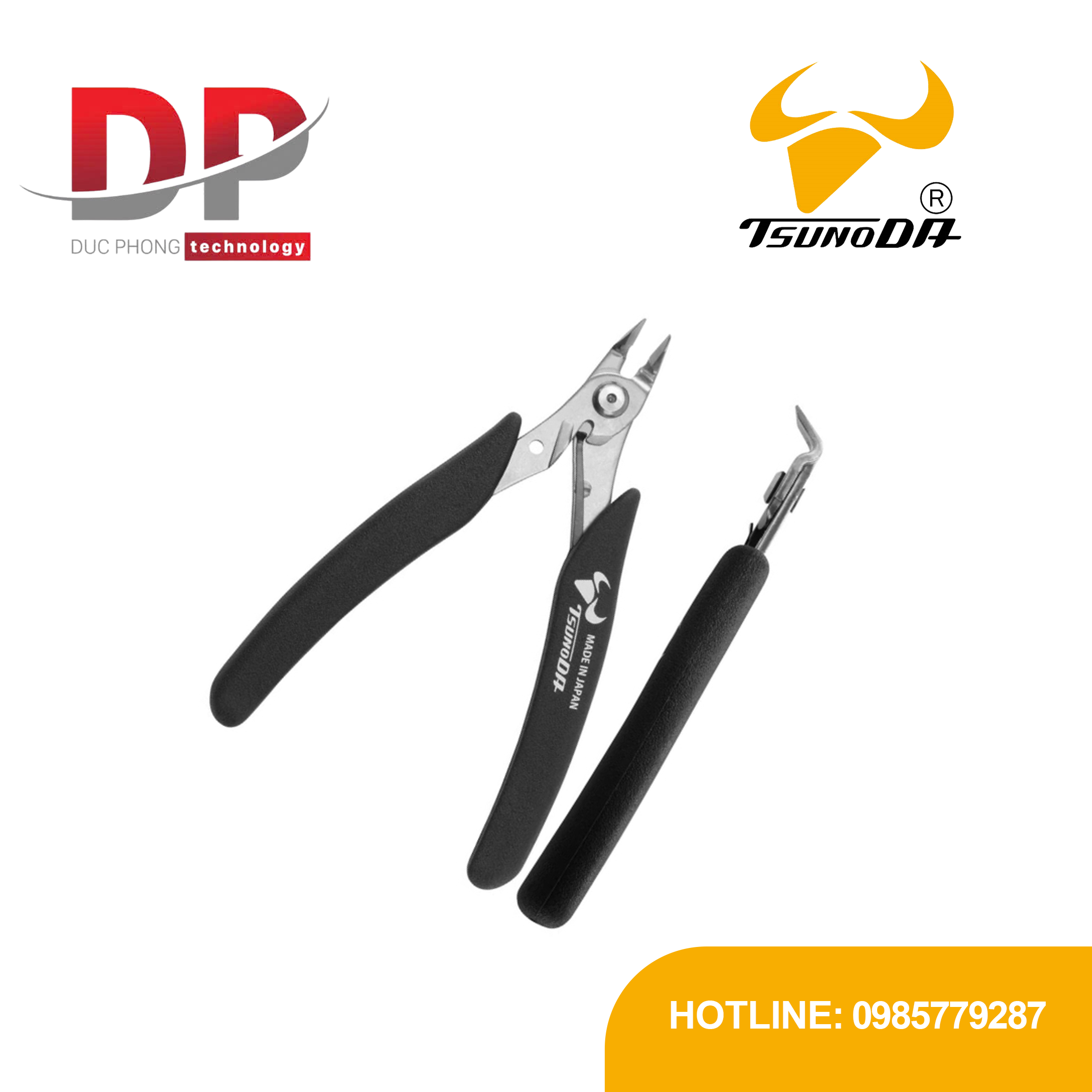 Kìm cắt thép không gỉ mũi cong Tsunoda SNB-125 123 mm, cắt dây đồng