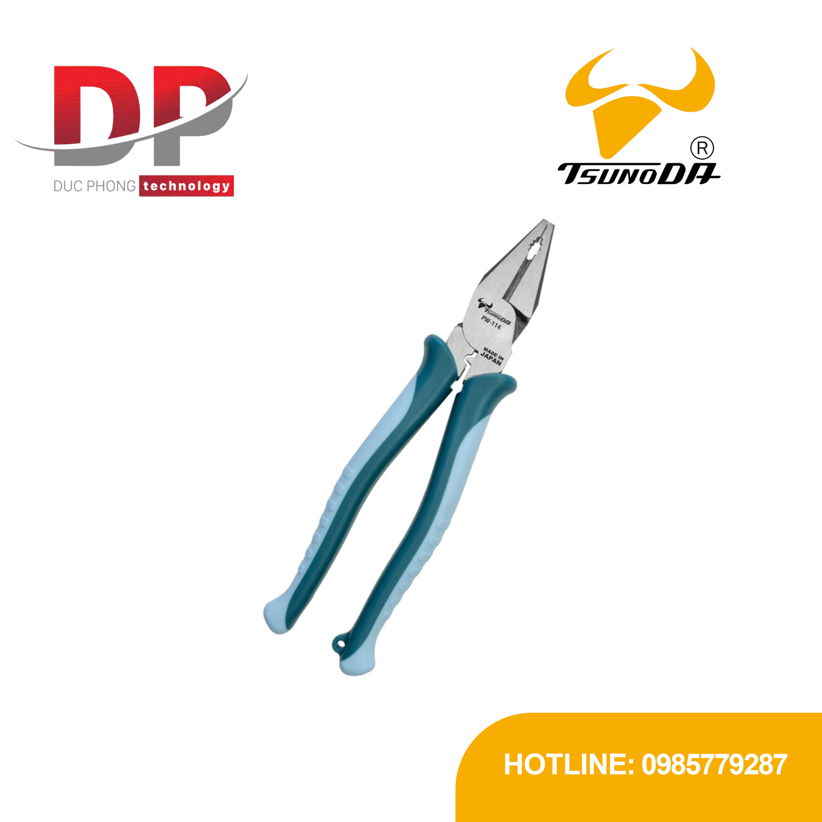 Kìm điện đa năng tác động mạnh có bấm cos Tsunoda PW-114DG