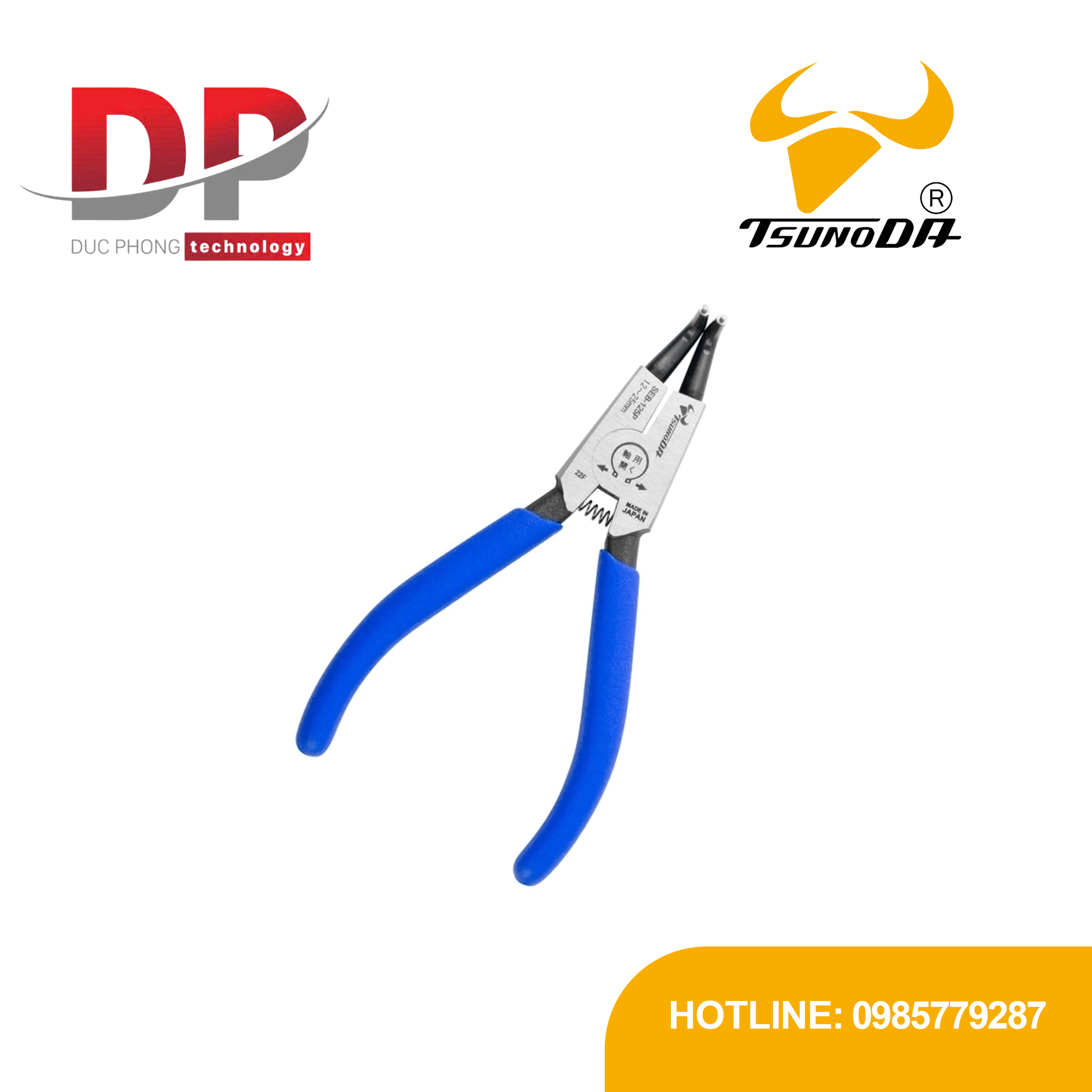 Kìm mở phe ngoài mũi cong Tsunoda SEB-125P 5 inch, phi 1.4 mm