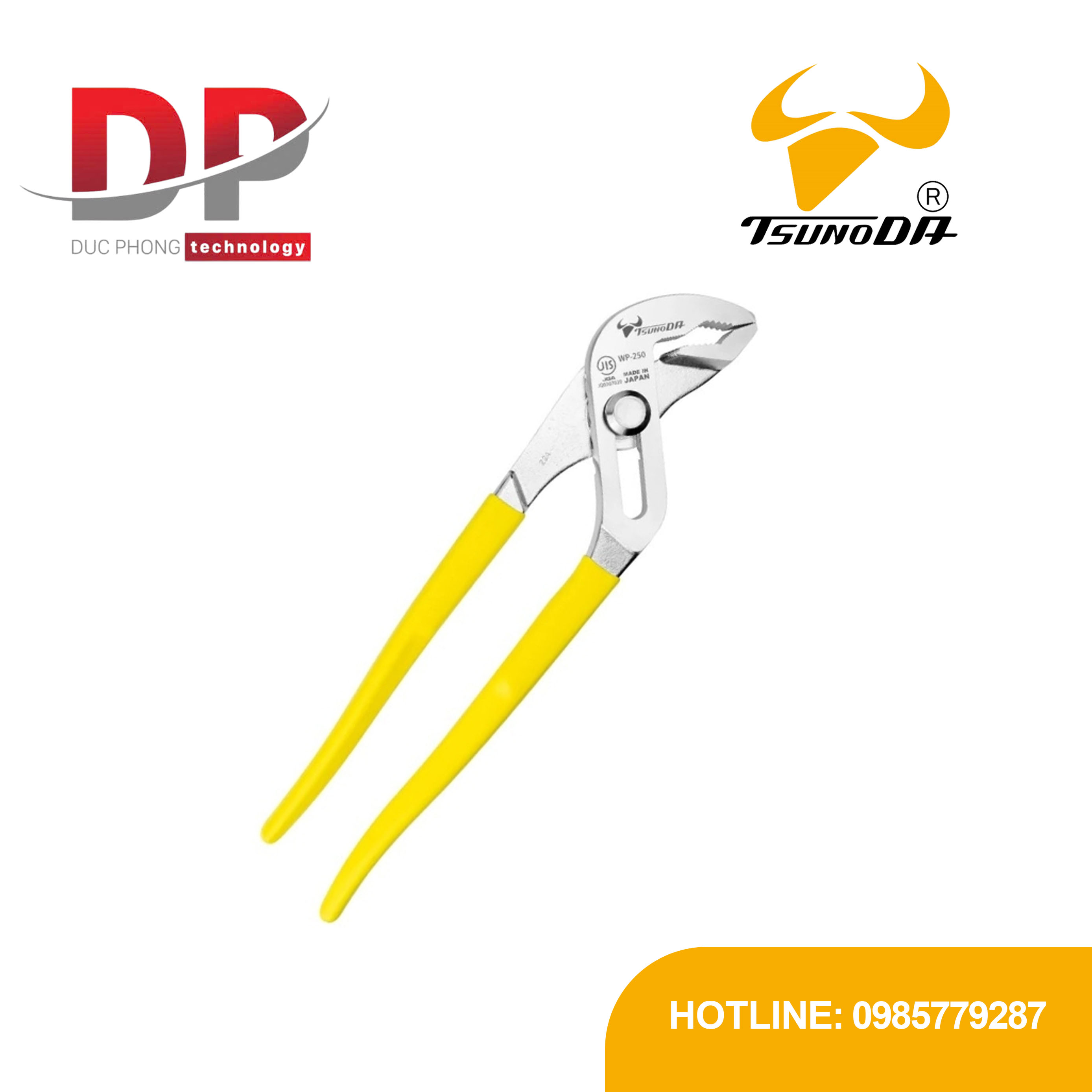 Kìm mỏ quạ có rãnh Tsunoda WP-250 10 inch, 5 nấc, phi46 mm, tiêu chuẩn JIS