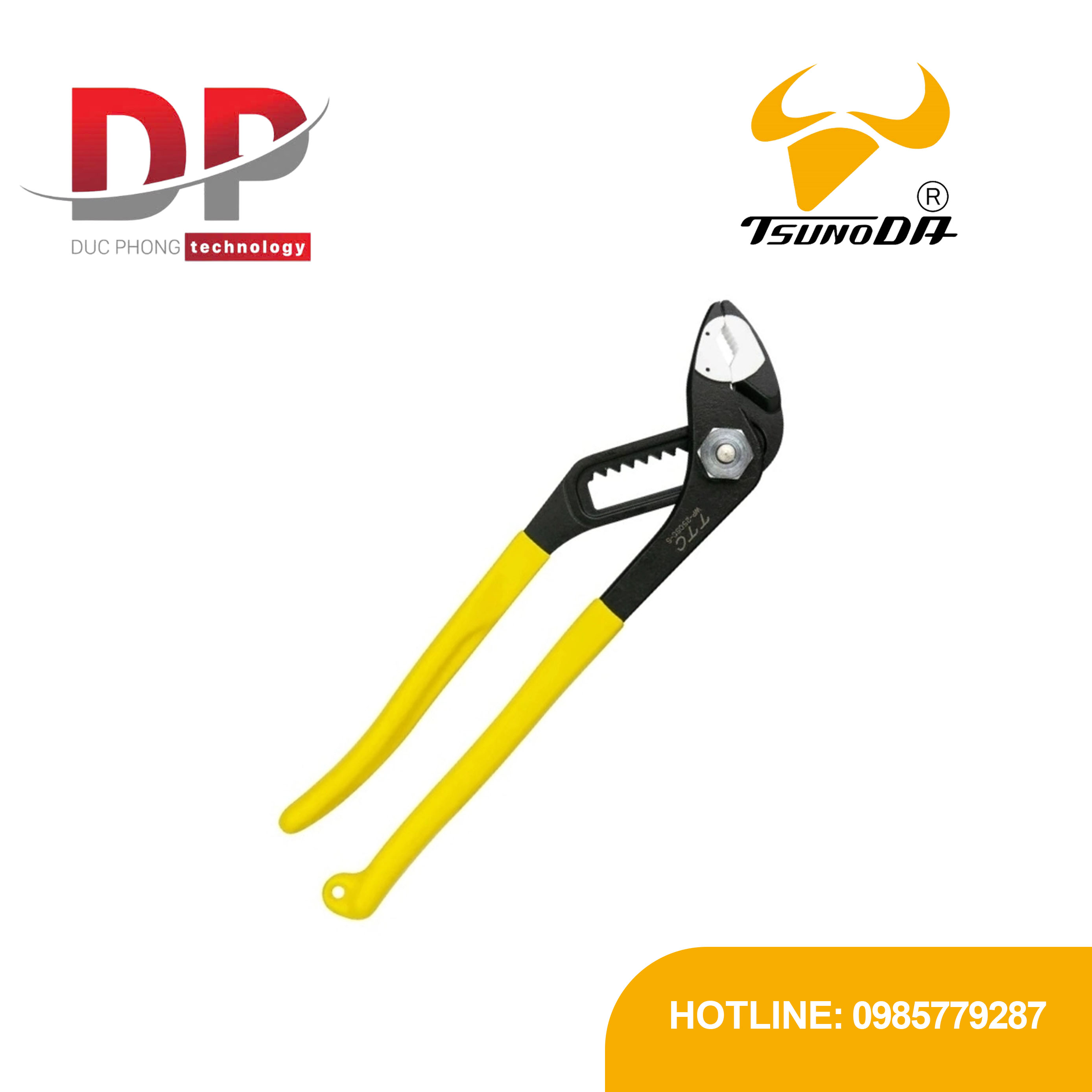 Kìm mỏ quạ, mỏ nhựa chống trầy Tsunoda WP-250SC-S 10 inch, có lò xo