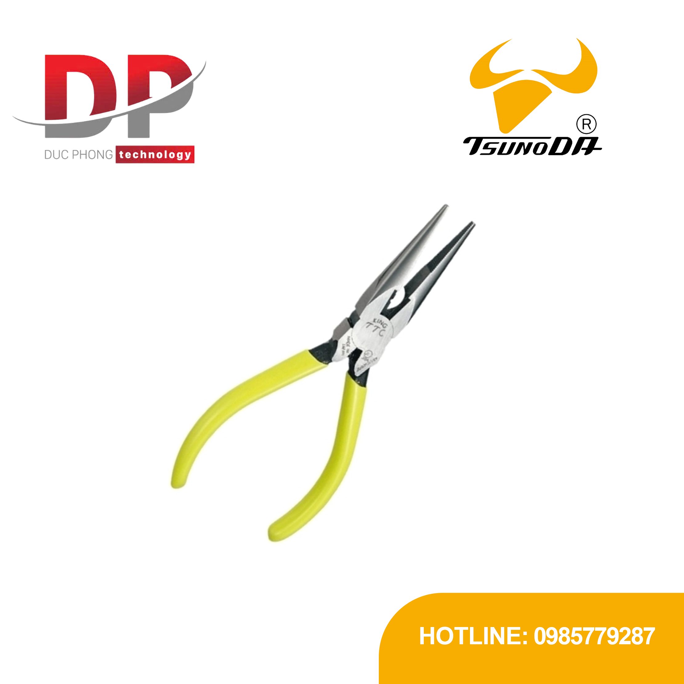 Kìm mũi nhọn có lò xo Tsunoda RP-200S 200 mm, cắt dây đồng phi 3.2 mm