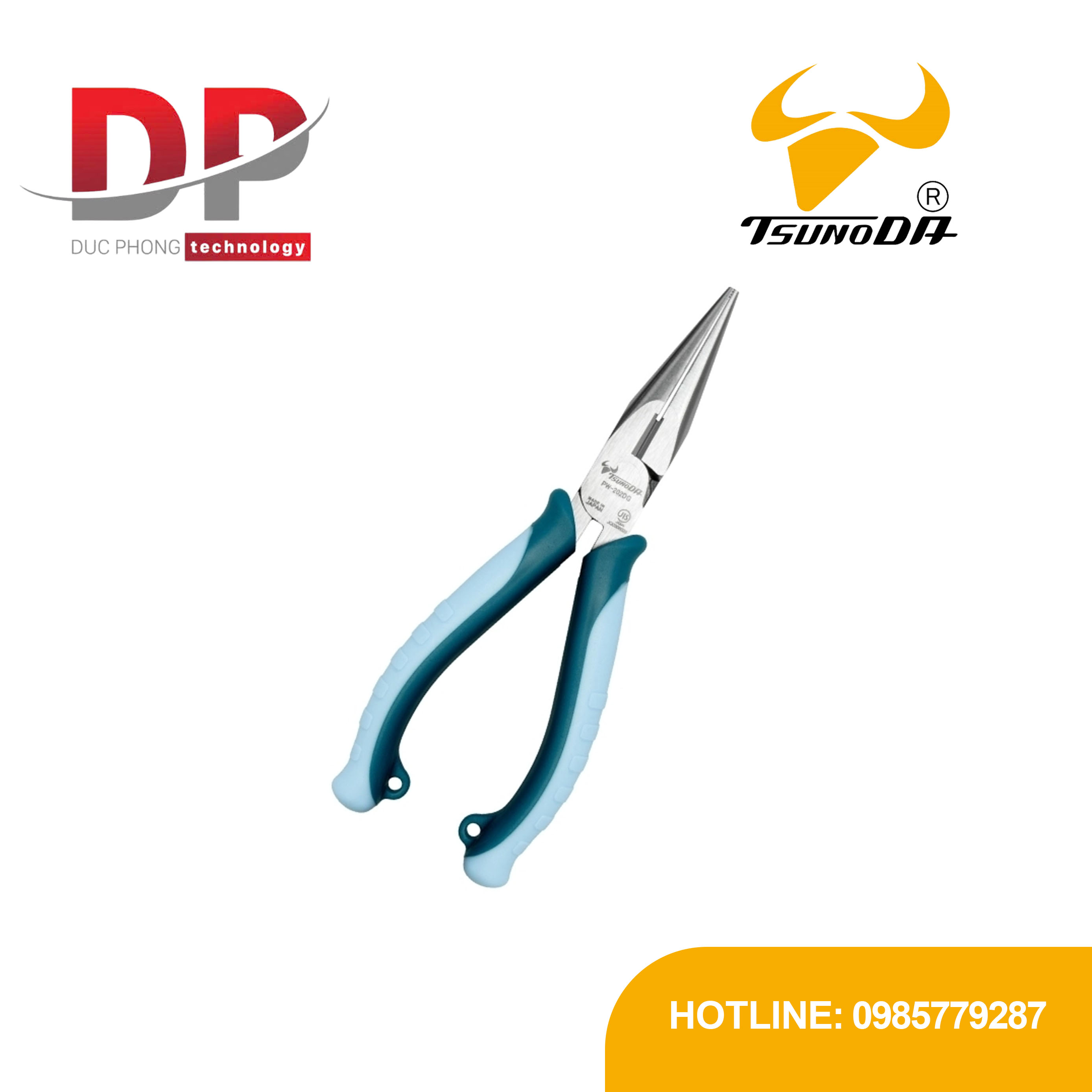 Kìm mũi nhọn thẳng tác động mạnh Tsunoda PW-202DG 150mm