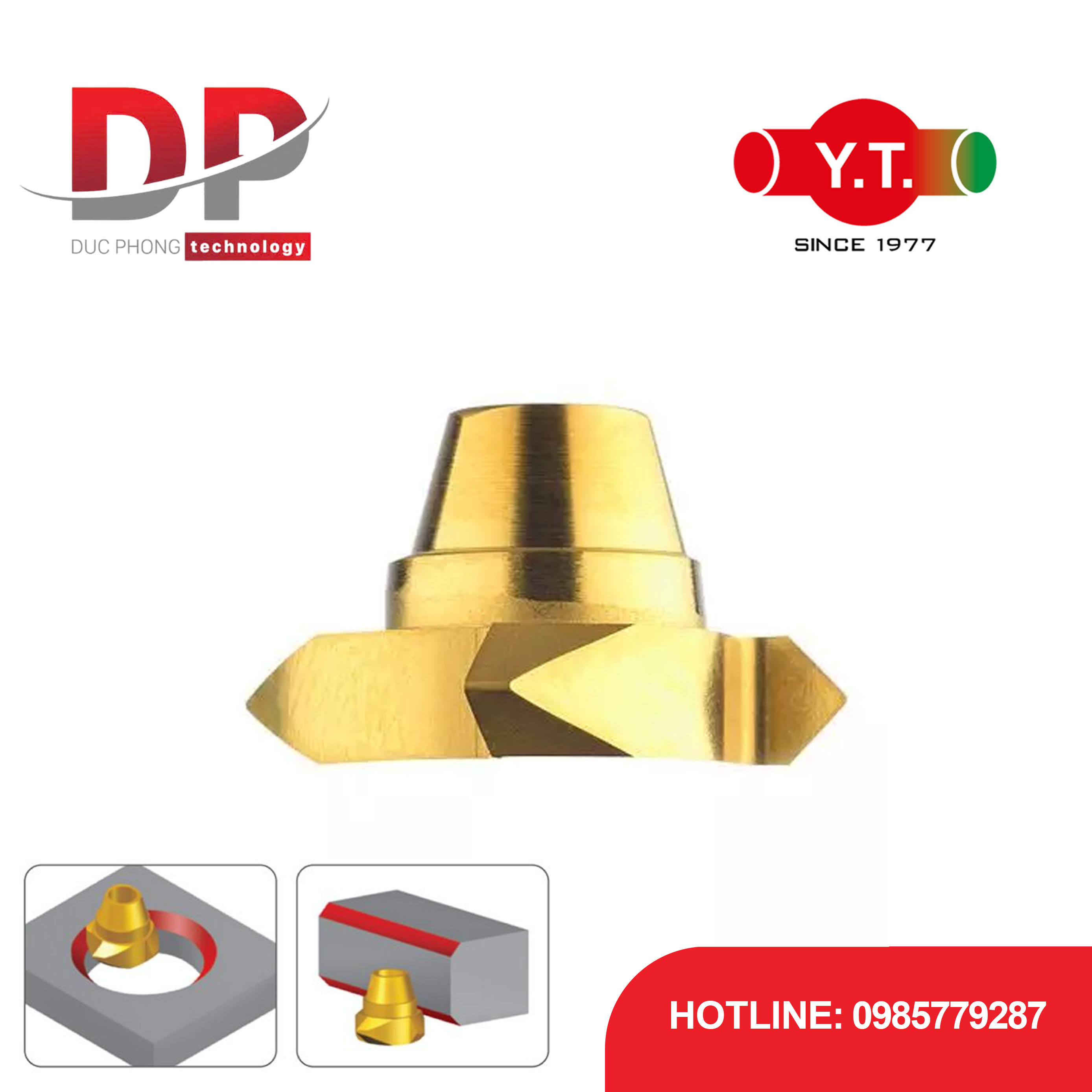 Mảnh dao vát cạnh kép YIH TROUN UFO 3T, vát C 45 độ, 4 me cắt, gia công 2 mặt trong 1 lần