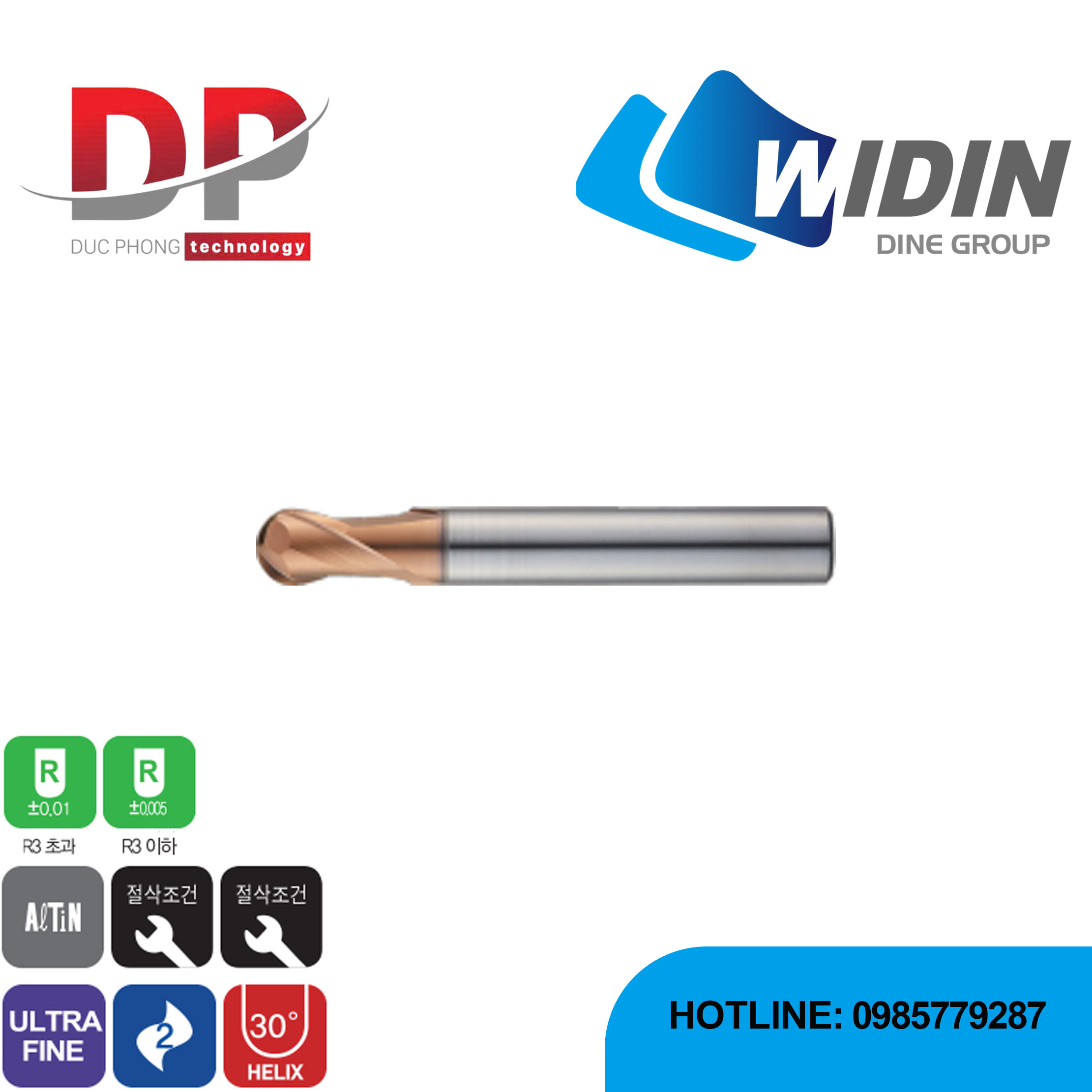 Dao phay ngón series DB702 - WIDIN (Dành cho thép có độ cứng cao)