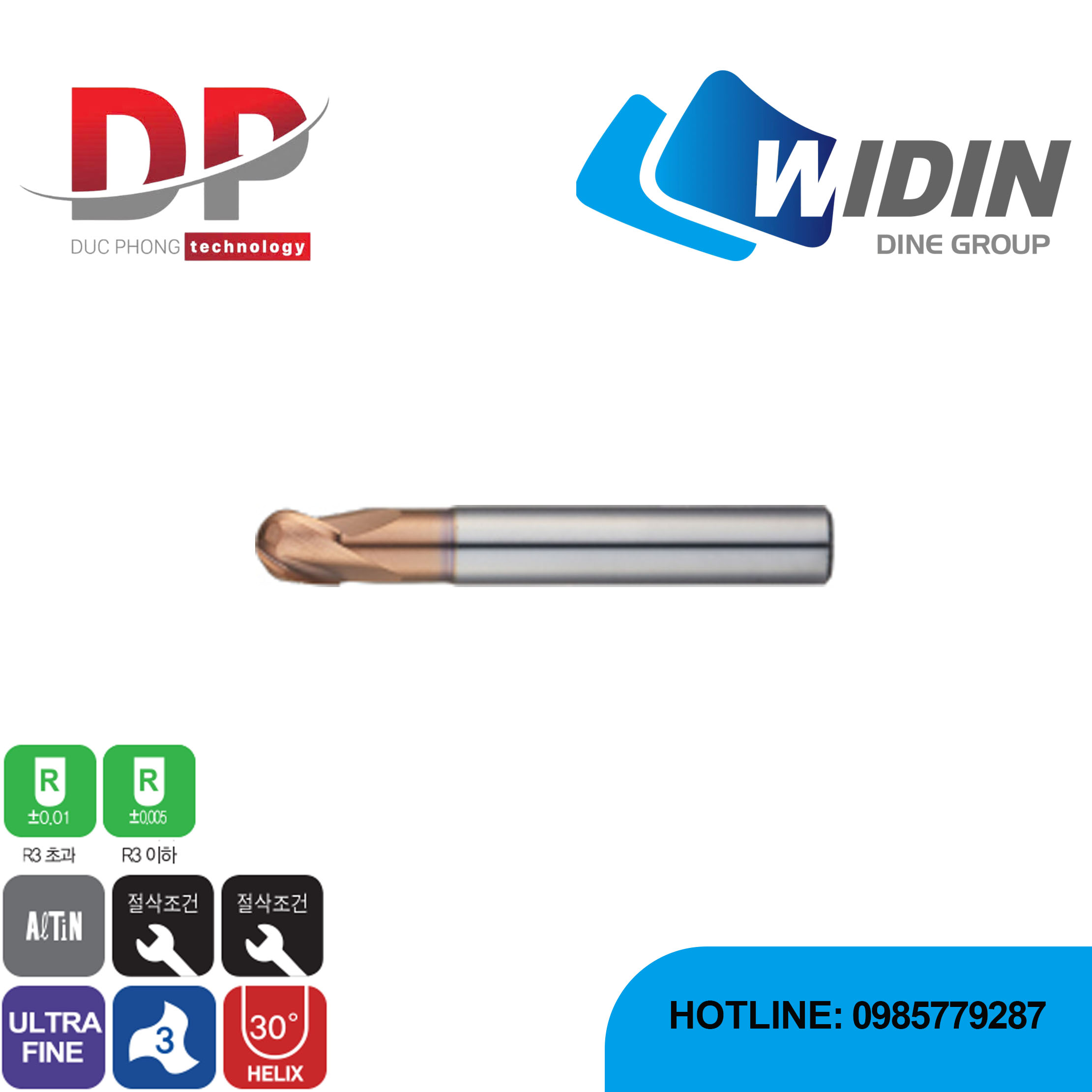 Dao phay ngón series DB703 - WIDIN (Dành cho thép có độ cứng cao)